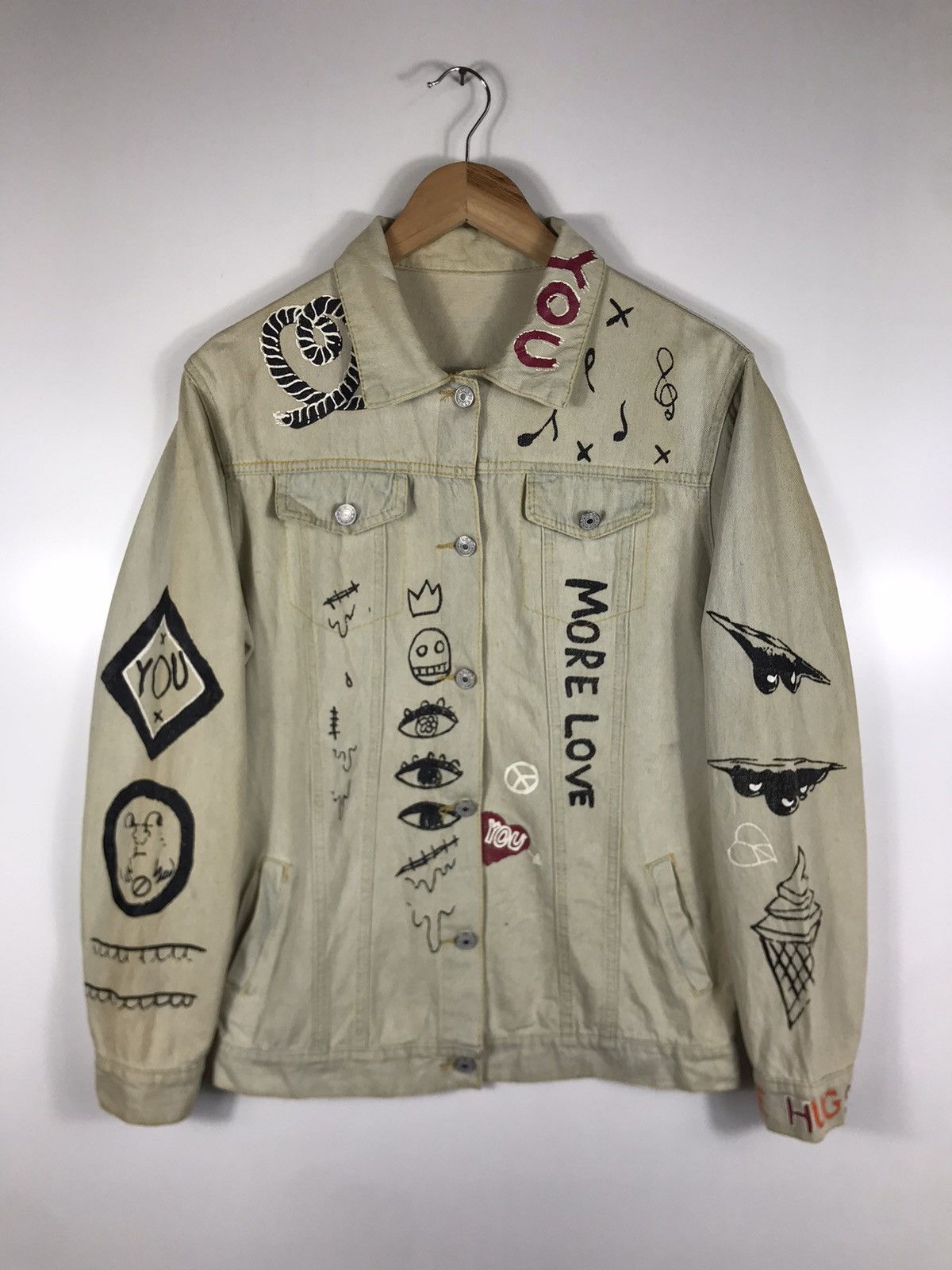 If Six Was Nine ⚡️Vintage Art Frash Lover Rock Button Denim Jacket Size M / US 6-8 / IT 42-44 - 8 Thumbnail