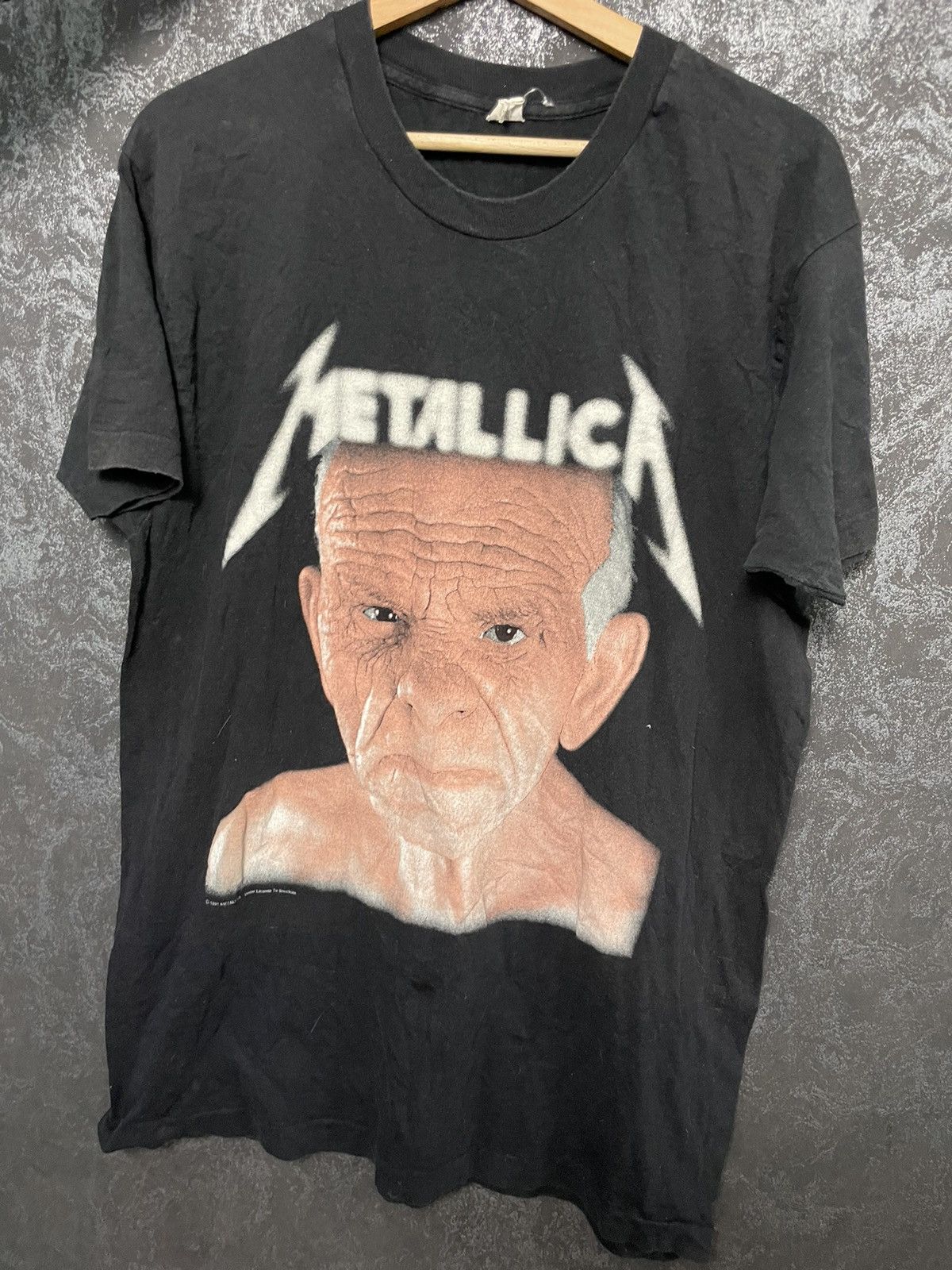 Image of Band Tees x Metallica Vintage 1991-92 Metallica Enter Sandman Tour Tee in Black, Men's (Size XL)