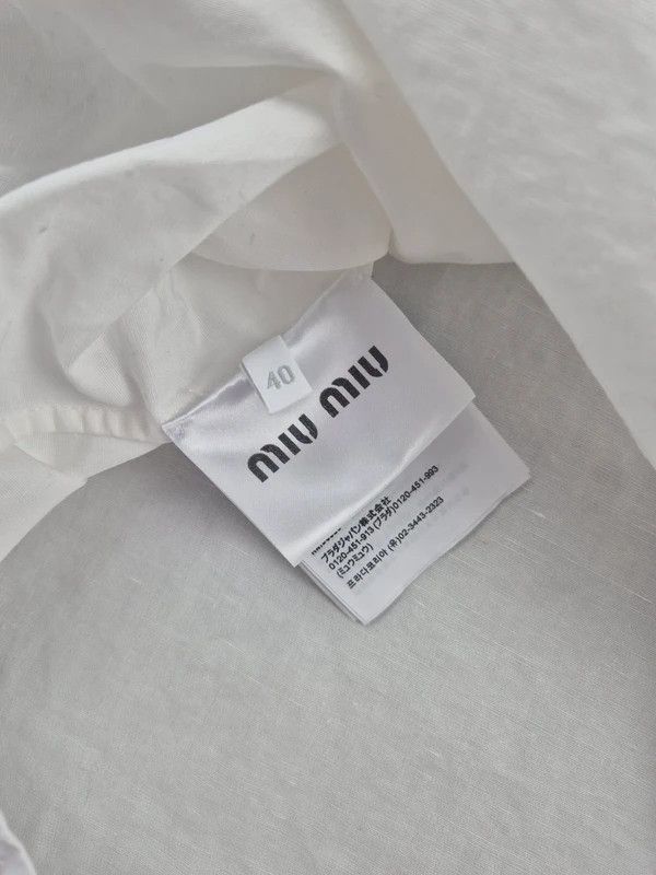 Miu Miu Miu Miu Women's White Slub Poplin Button Down Shirt Size 40 Size S / US 4 / IT 40 - 5 Thumbnail