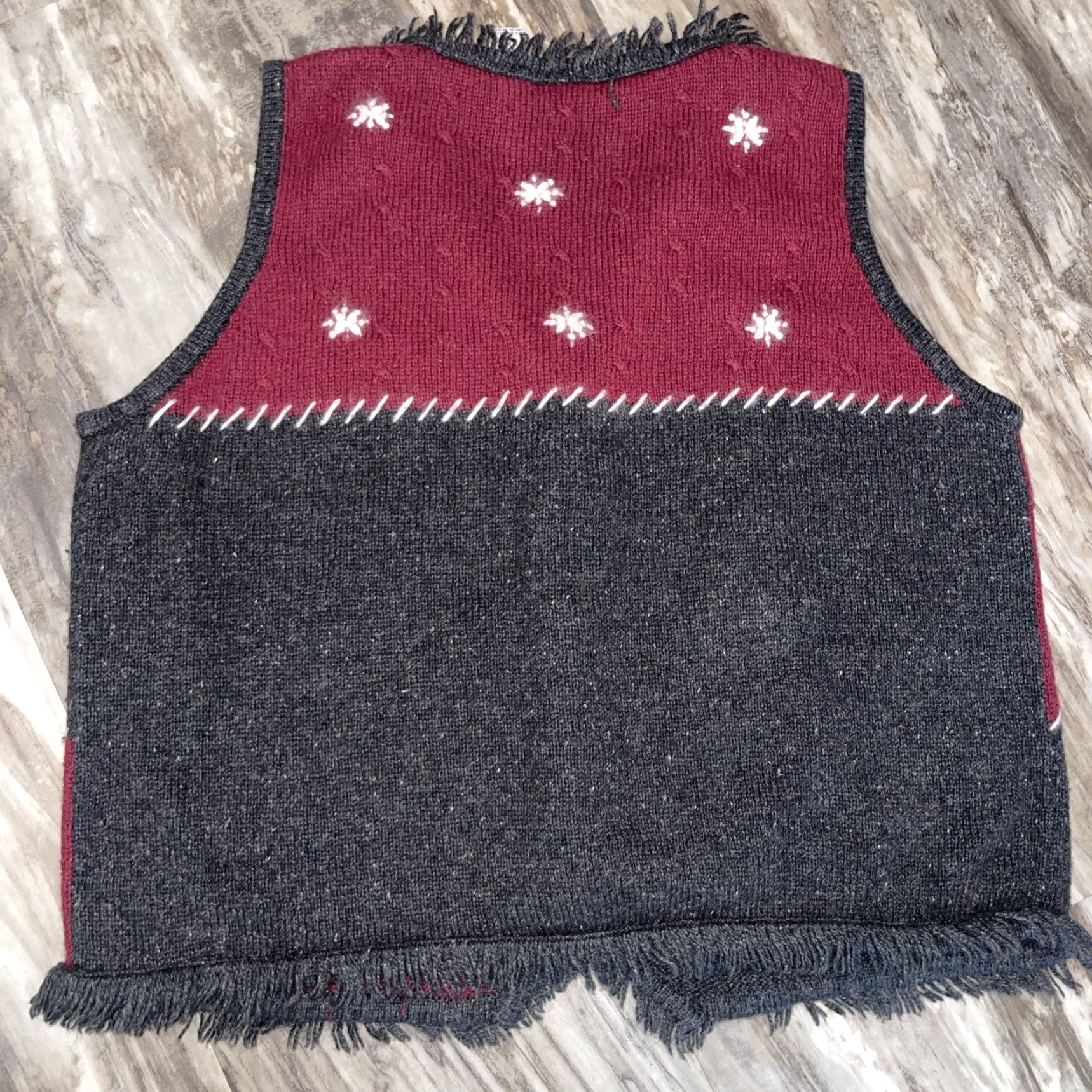 Vintage VINTAGE North Crest Winter Christmas Knit Vest Sweater Women's XL 18 Maroon Gray Holiday Wool Ramie Nylon Acrylic Mens? Size XL / US 12-14 / IT 48-50 - 2 Thumbnail