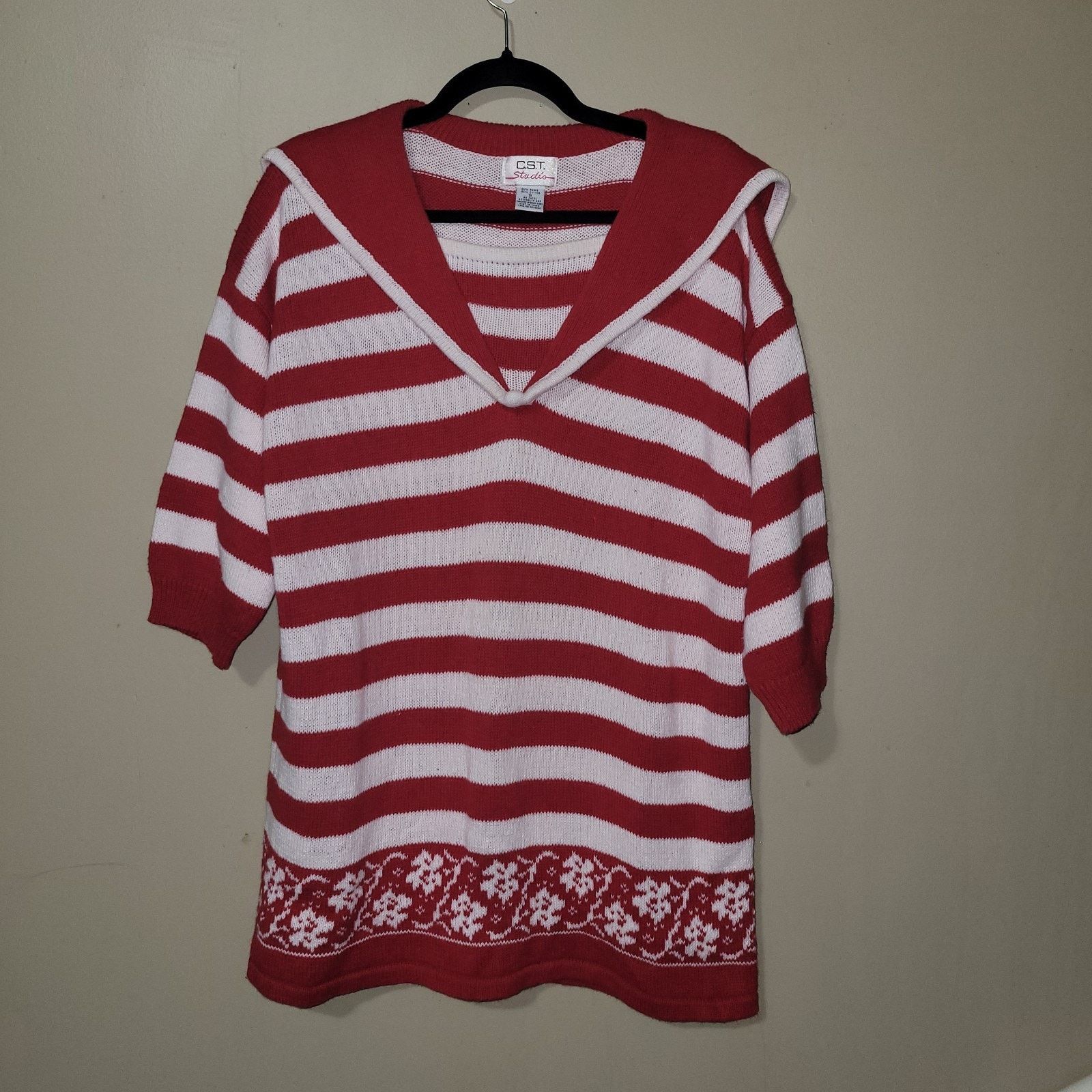 & Other Stories C.S.T. Studio Red White Striped Knit Sweater Top Women’s 1X Size XL / US 12-14 / IT 48-50 - 1 Thumbnail