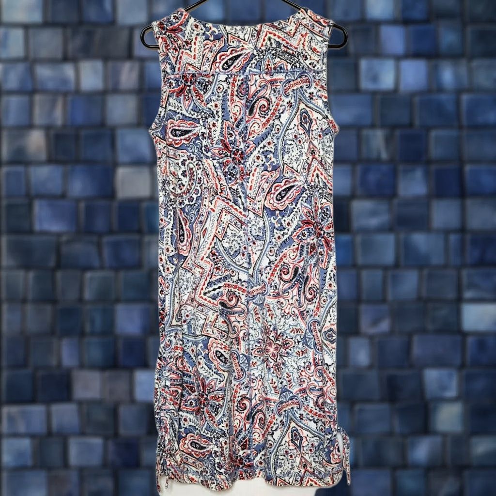 Talbots Talbots Womens S Sheath Dress Sleeveless Knee Length Cinch Tie Up Sides Paisley Size S / US 4 / IT 40 - 1 Thumbnail