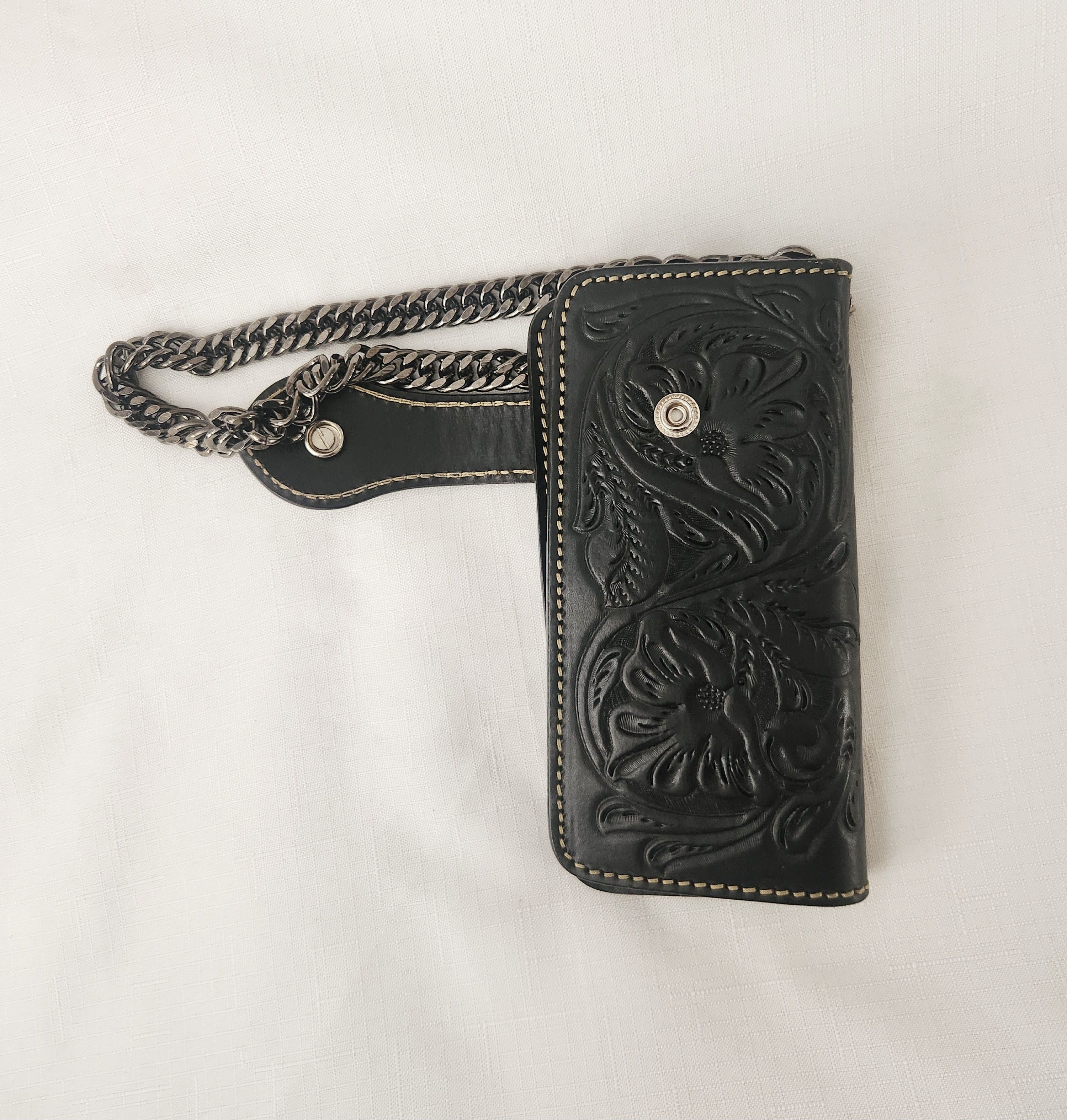 Other Indian Tattoo Genuine Leather Black Western Biker Wallet Size ONE SIZE - 6 Thumbnail