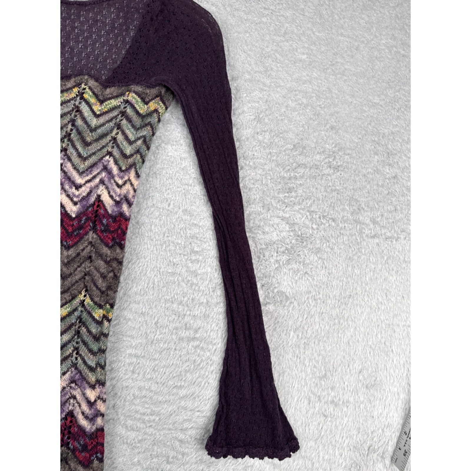Free People VINTAGE Free People Bohemian Dress Women's Small Short Sleeve Crochet Wool Chevron Bell Sleeve Casual Fall Winter Summer Size S / US 4 / IT 40 - 5 Thumbnail