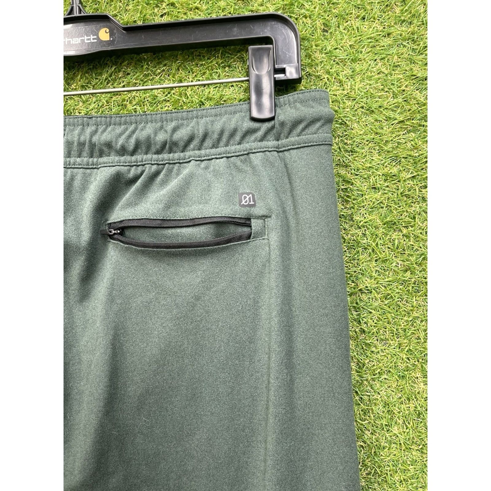 Vintage 01.Algo Performance Joggers Mens Medium Moisture Wicking Stretch Gym Sweatpants Green Polyester Blend Solid Pattern Size US 32 / EU 48 - 4 Thumbnail