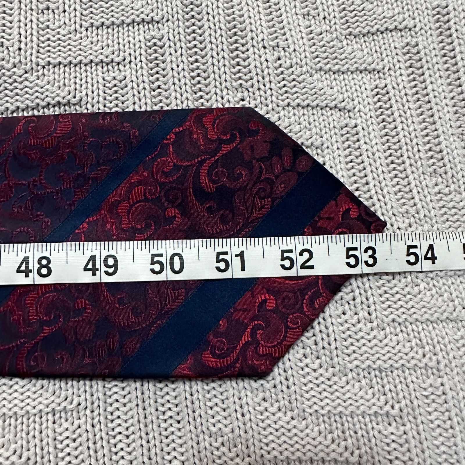 Vintage Vintage metallic maroon paisley and black stripe men's tie Size ONE SIZE - 4 Thumbnail