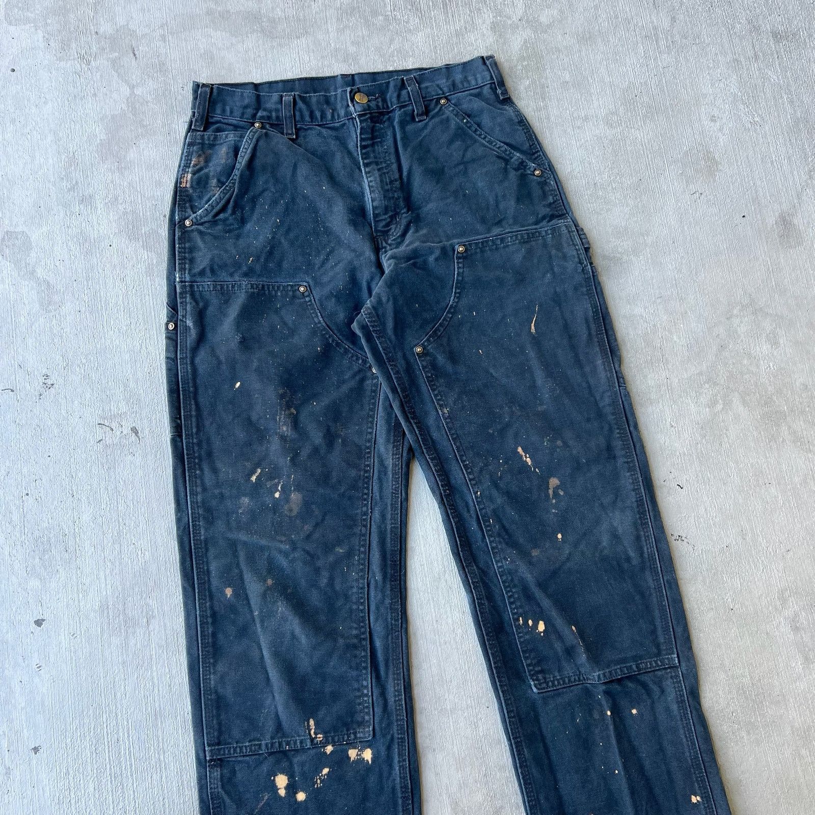 Carhartt × Vintage Carhartt faded black double knee work wear carpenter pants Size US 31 - 2 Thumbnail