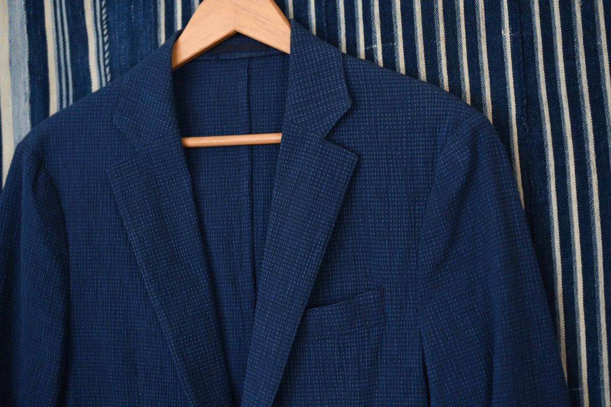 Officine Generale Officine Generale Seersucker Lightest Jacket Blazer Blue 36 Size US S / EU 44-46 / 1 - 1 Thumbnail