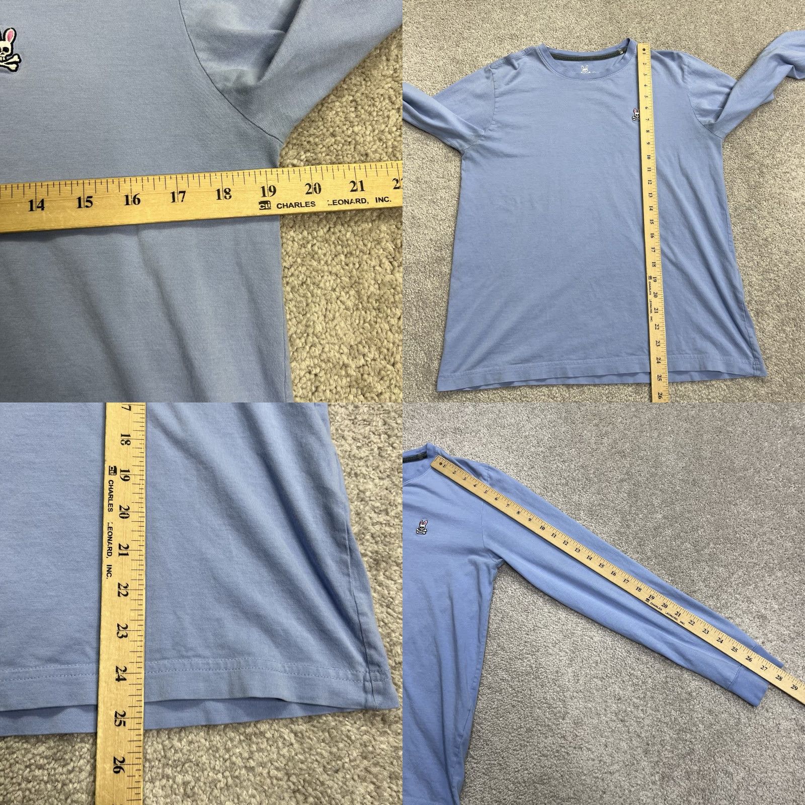 Psycho Bunny Psycho Bunny T Shirt Men Size S Light Blue Skull Crossbones Logo Crew Long Sleeve Size US S / EU 44-46 / 1 - 9 Thumbnail