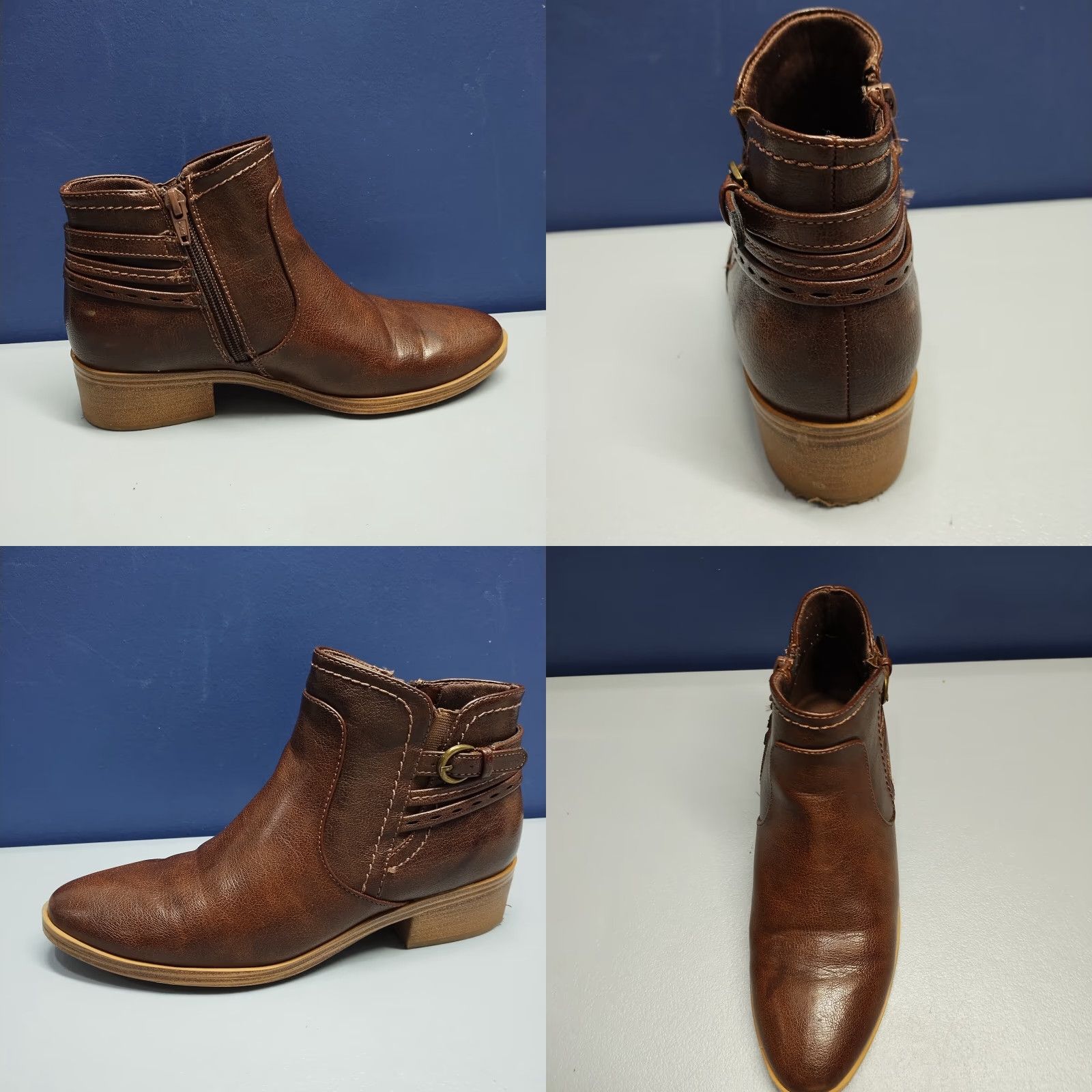 Vintage Baretraps Medley Ankle Bootie Womens Size 8M Brown Manmade Block Heel Side Zip - G41 Size US 8 / IT 38 - 9 Thumbnail