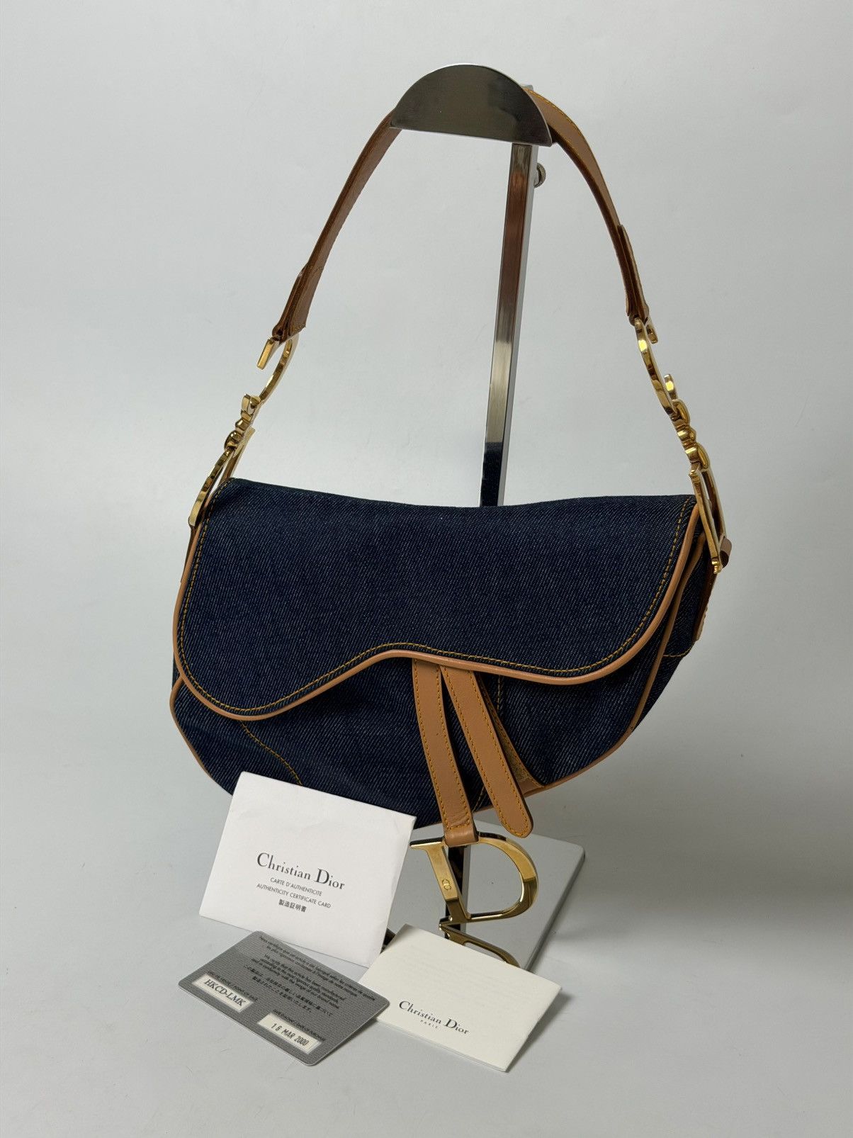 Dior 2000’s Christian Dior Saddle Blue Denim Rare Lining Size ONE SIZE - 1 Thumbnail