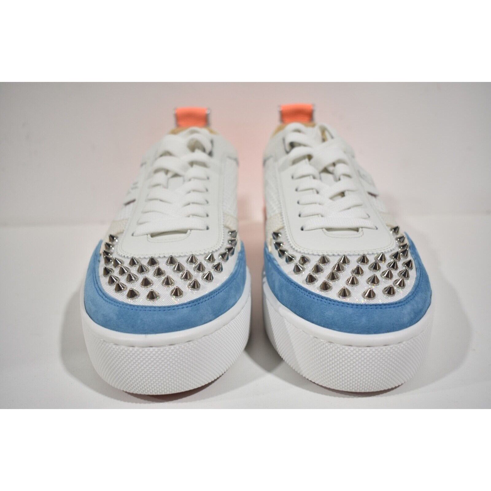 Christian Louboutin Christian Louboutin Mens Happyrui Spikes Flat White Blue Size US 11 / EU 44 - 5 Thumbnail