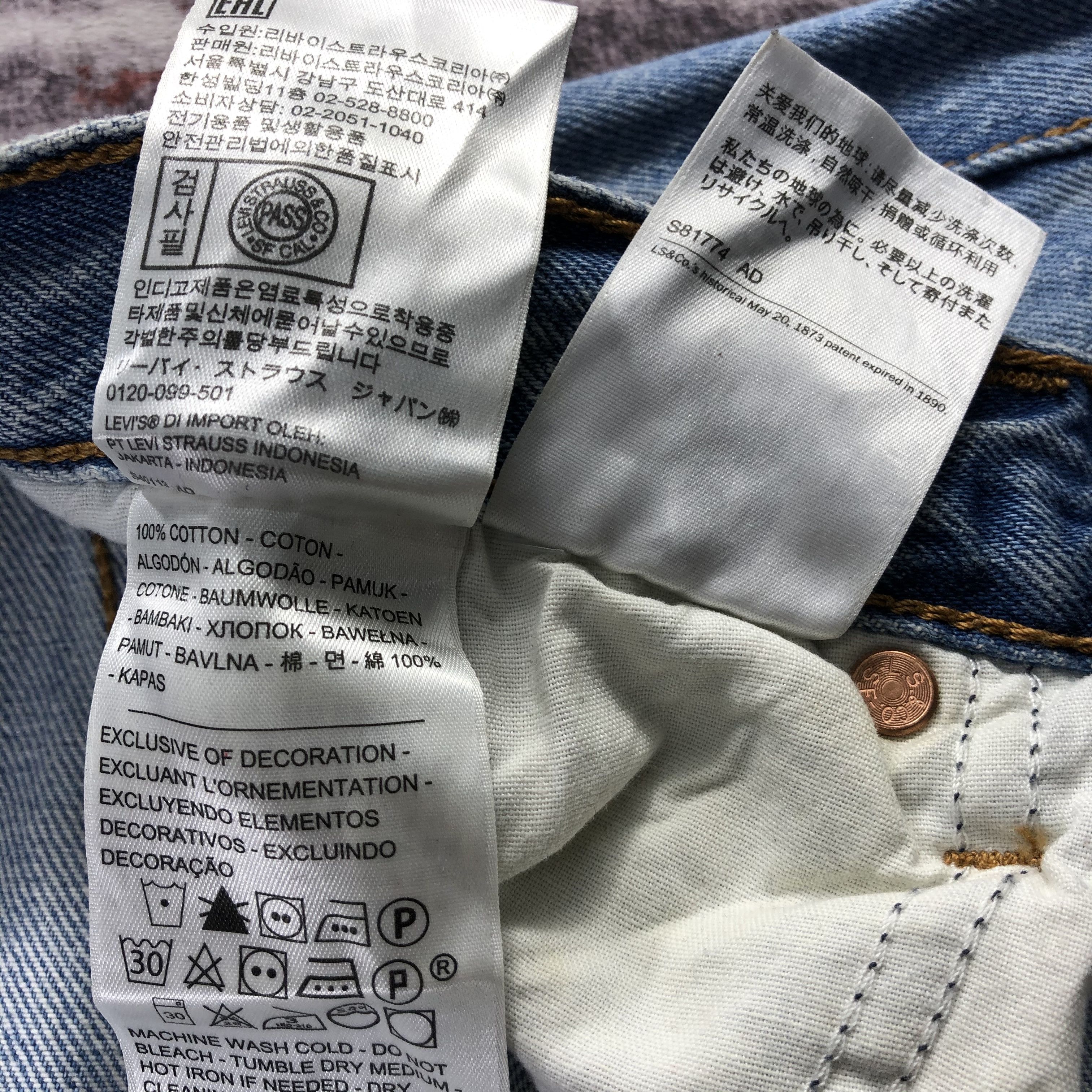 Levi's Vintage Blue Wash Levis 501 Jeans-JM3092 Size 29" - 14 Thumbnail