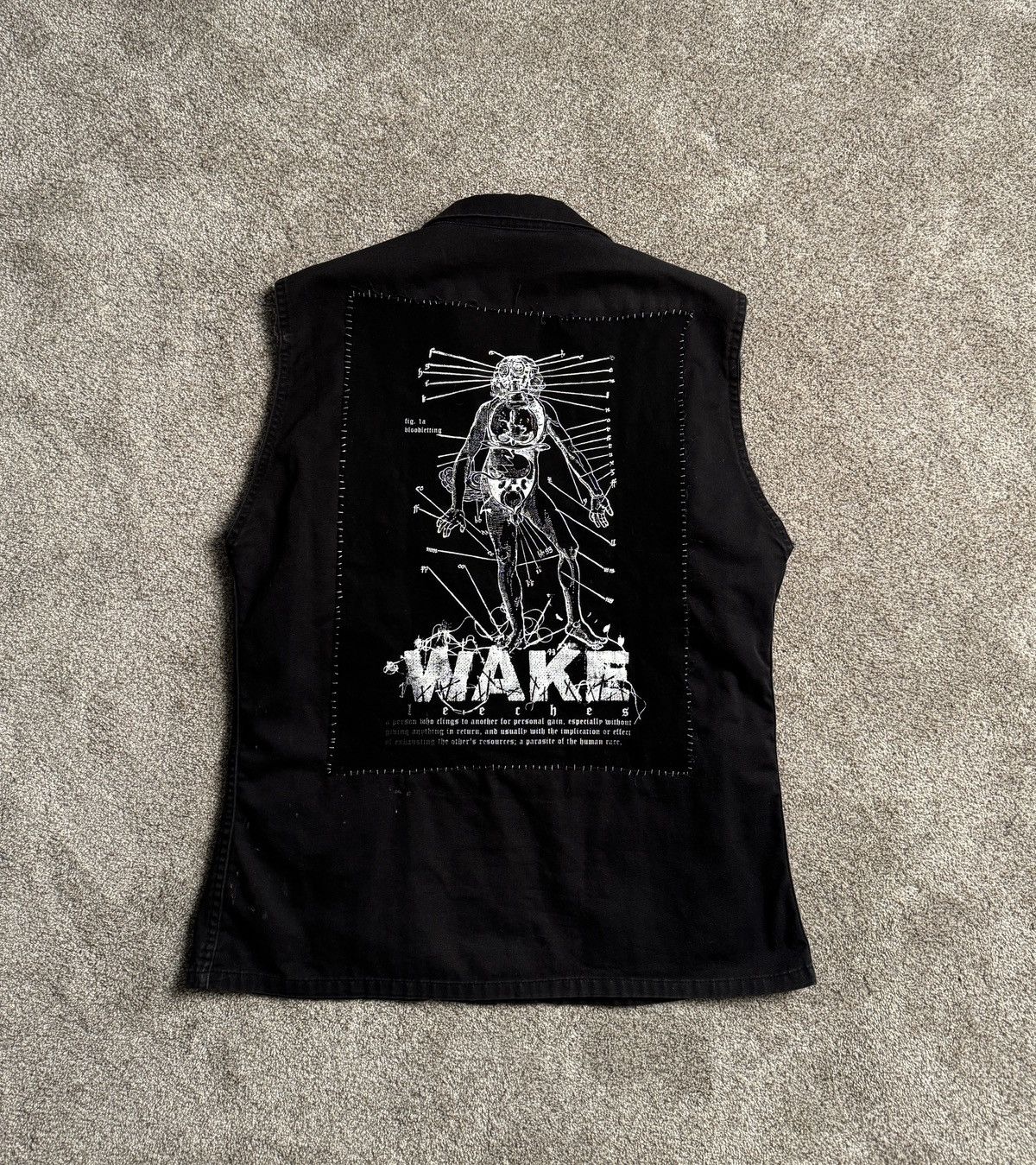 WAKE DISTRESSED “WHIP STITCH” PUNK STYLE VEST