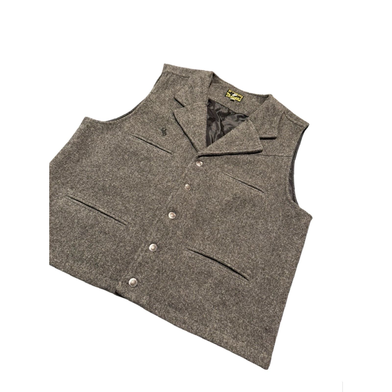 Vintage Wyoming Traders Vest L 100% Virgin Wool Western Rancher Gray Waistcoat Vest Wool Western Gray L Mens Size US L / EU 52-54 / 3 - 3 Thumbnail