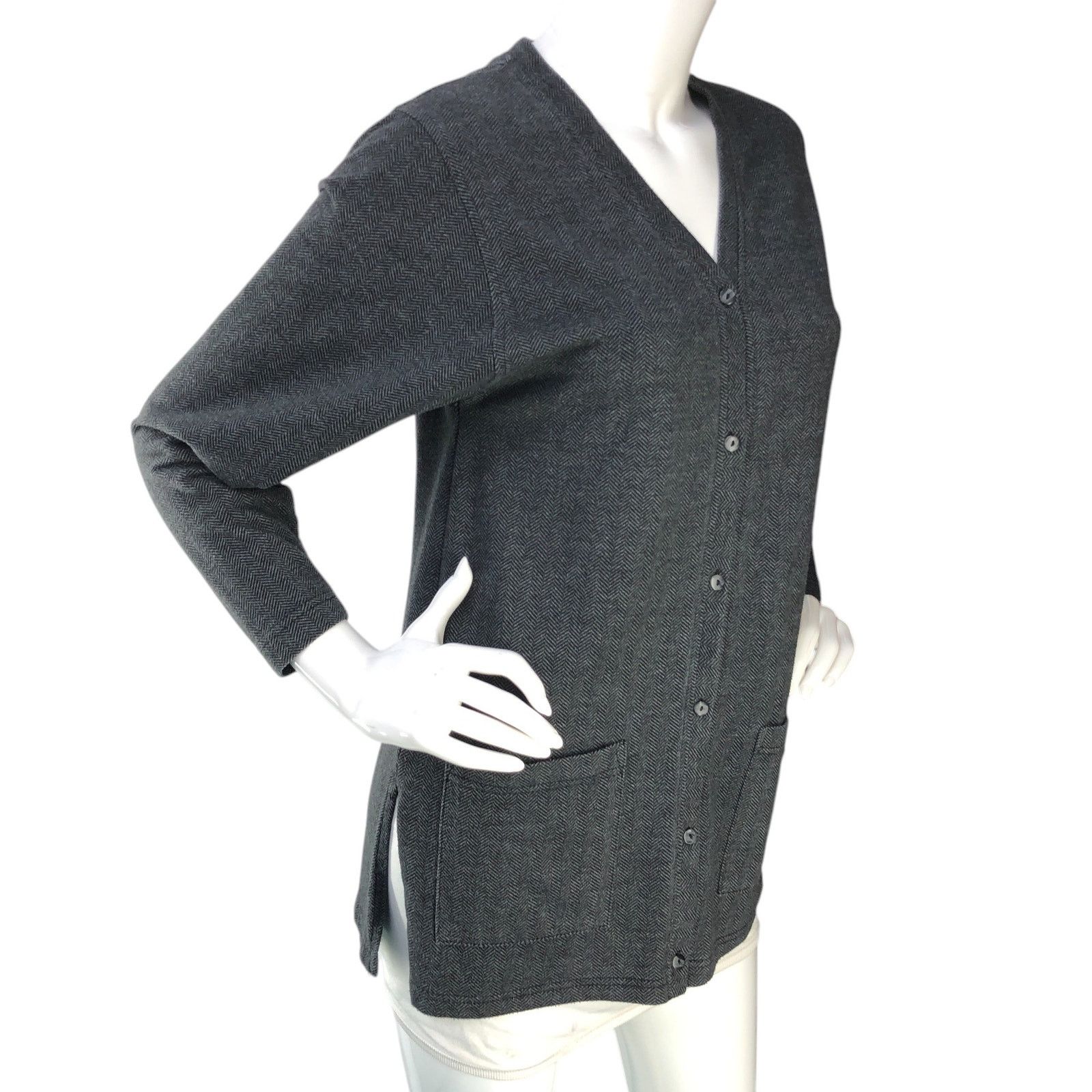Express Express Tricot Size XS Cardigan Sweater Herringbone Gray VTG Size XS / US 0-2 / IT 36-38 - 10 Thumbnail