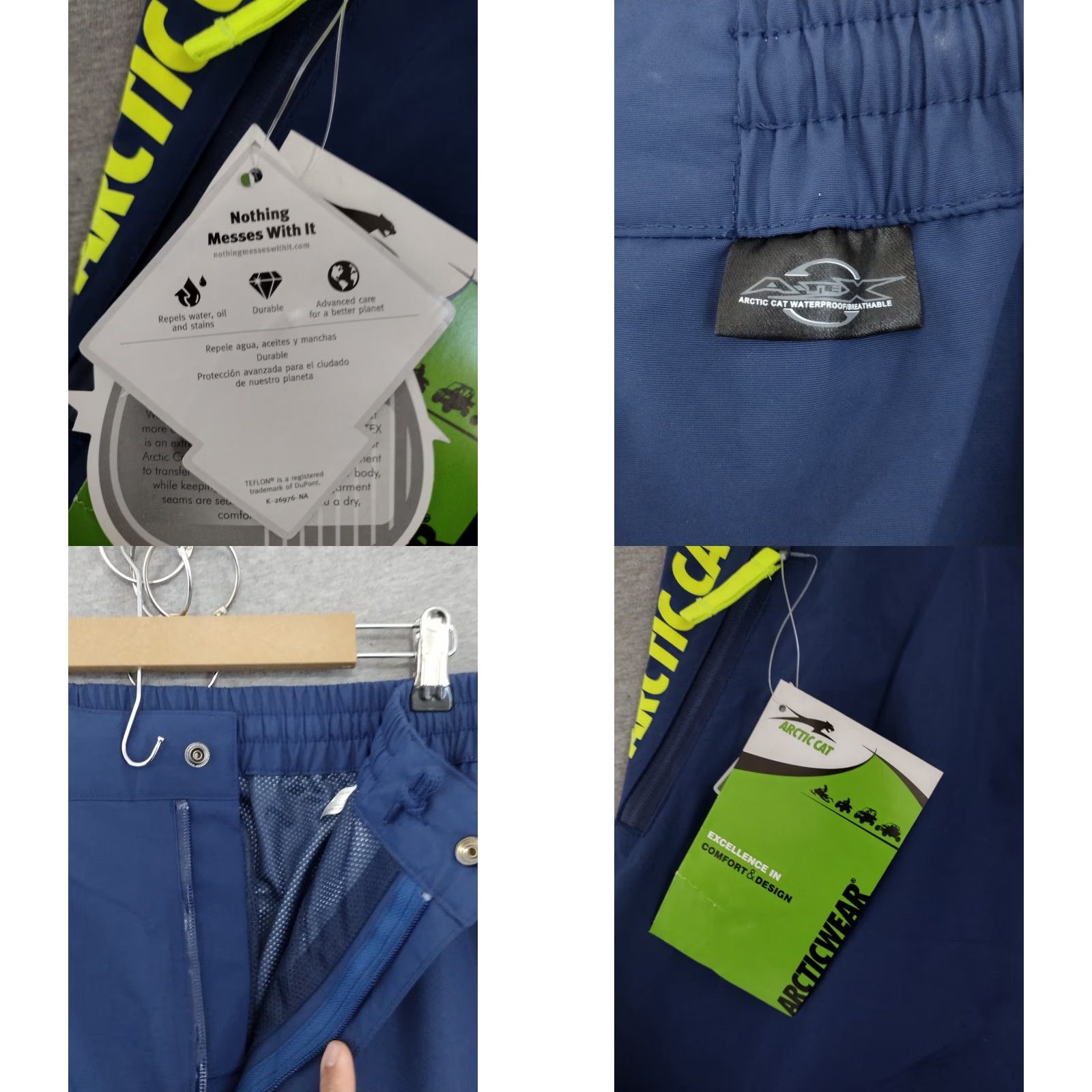 Vintage Arctic Cat Atcticwear Men's Rain Waterproof Pants XL 36x32 Blue Tapered Zip Water Repellent Activewear Windproof, 5268-026 Size US 36 / EU 52 - 8 Thumbnail