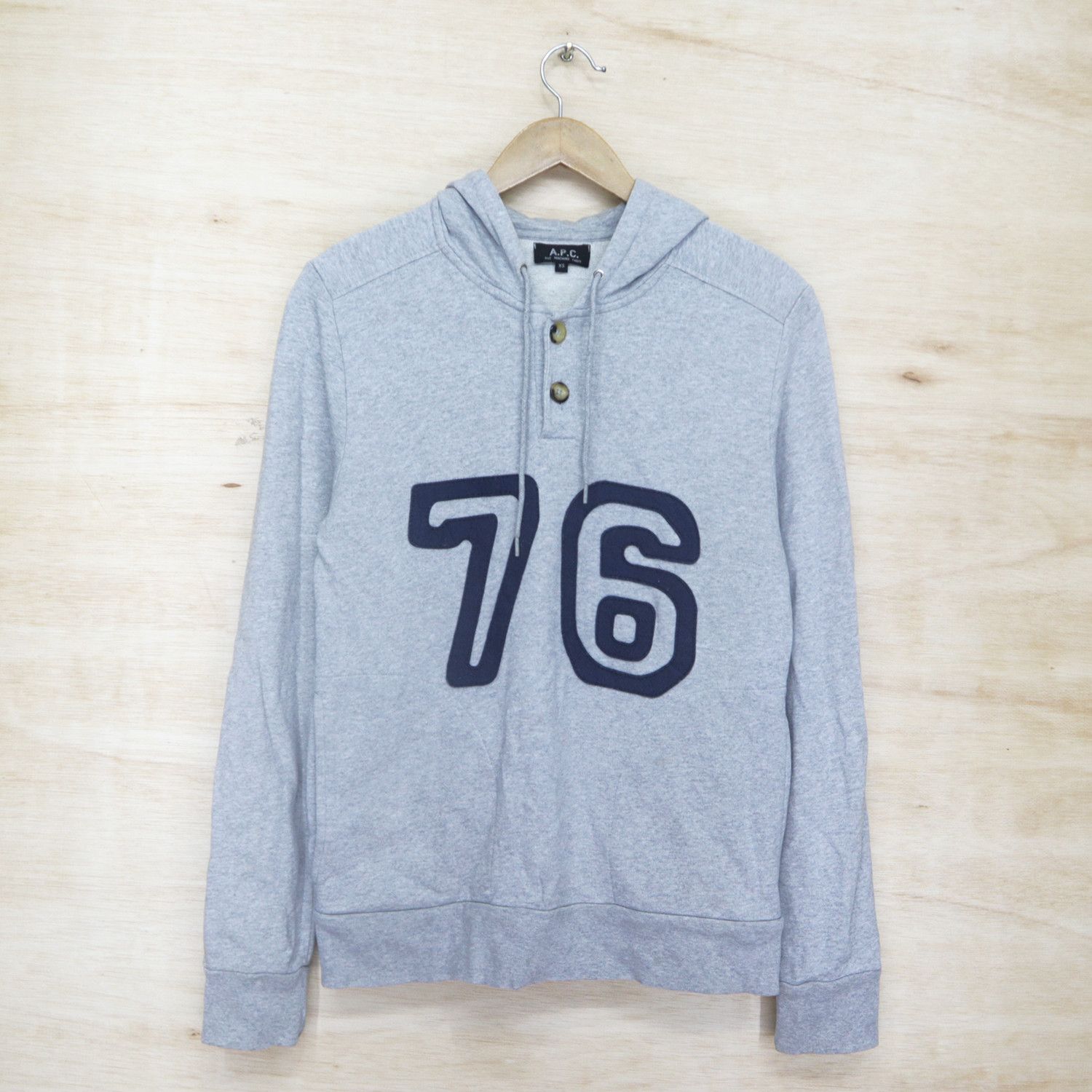 APC Paris 76 Big Logo Sweater Sweatshirt Half Button Hoodie