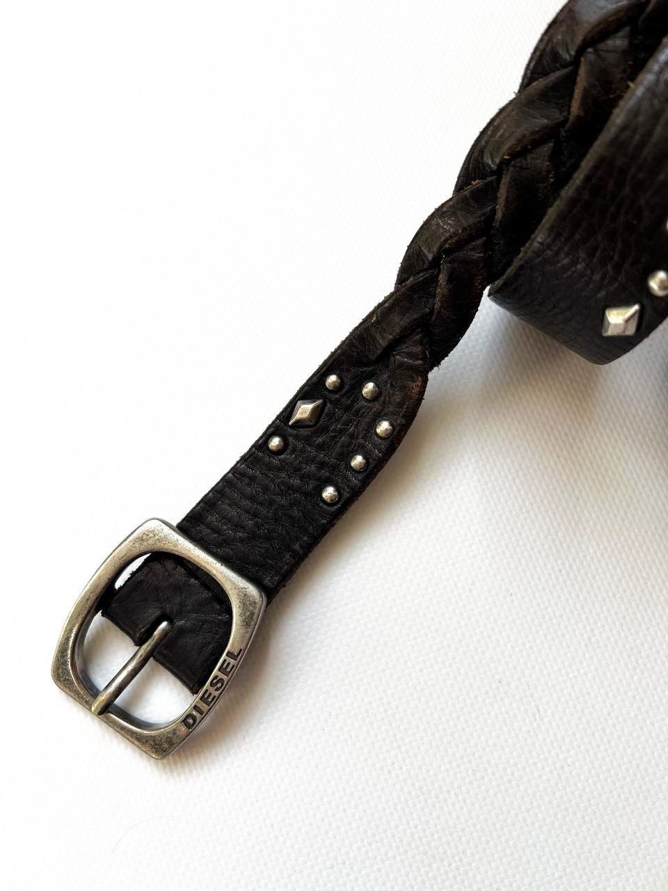 Diesel archive Diesel crazy pleated leather studded punk rivet belt Size ONE SIZE - 3 Thumbnail