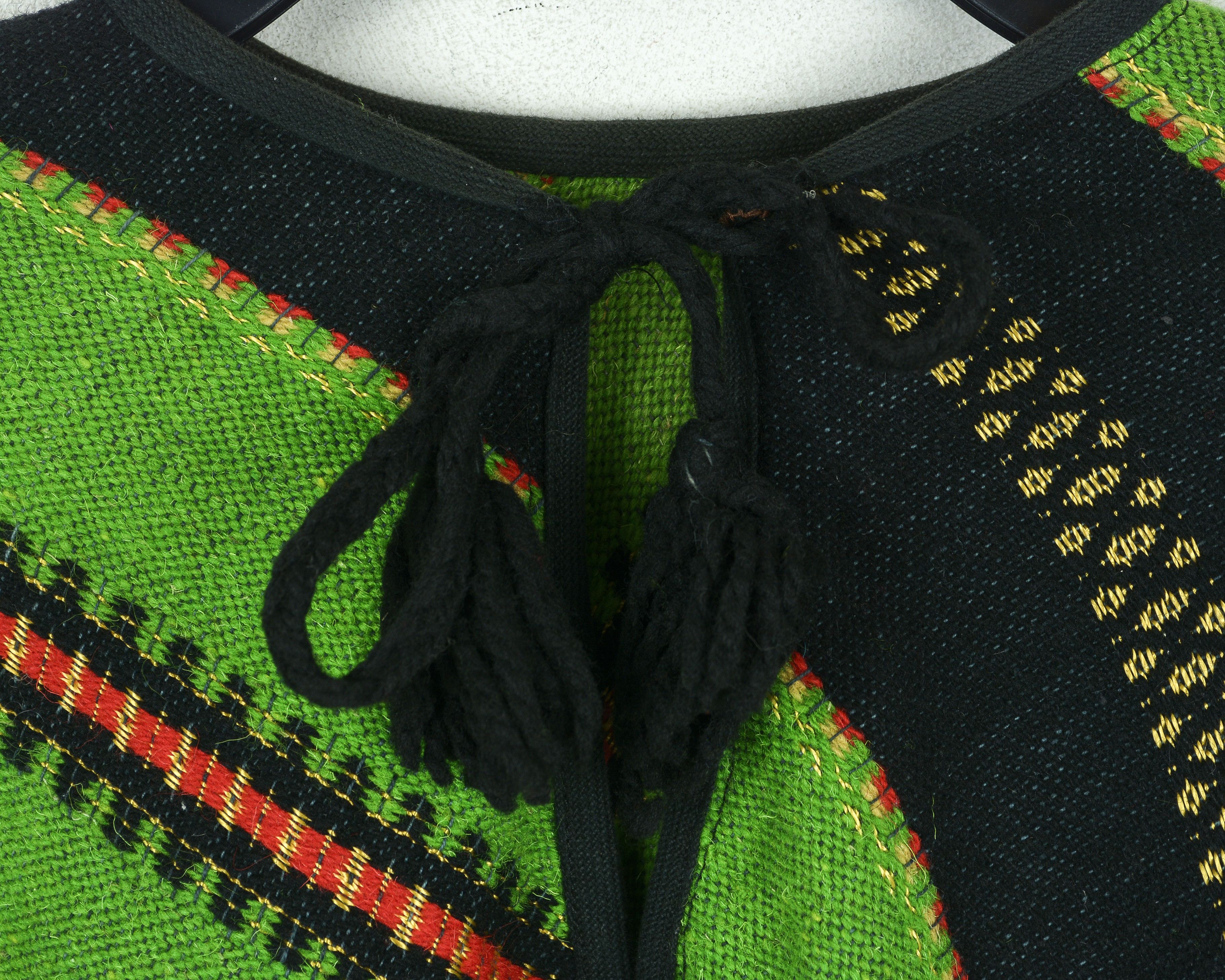 Aztech Mountain × Vintage Wool Knit Aztec Poncho Southwest Sweater Cape Boho Hippie Size ONE SIZE - 10 Thumbnail