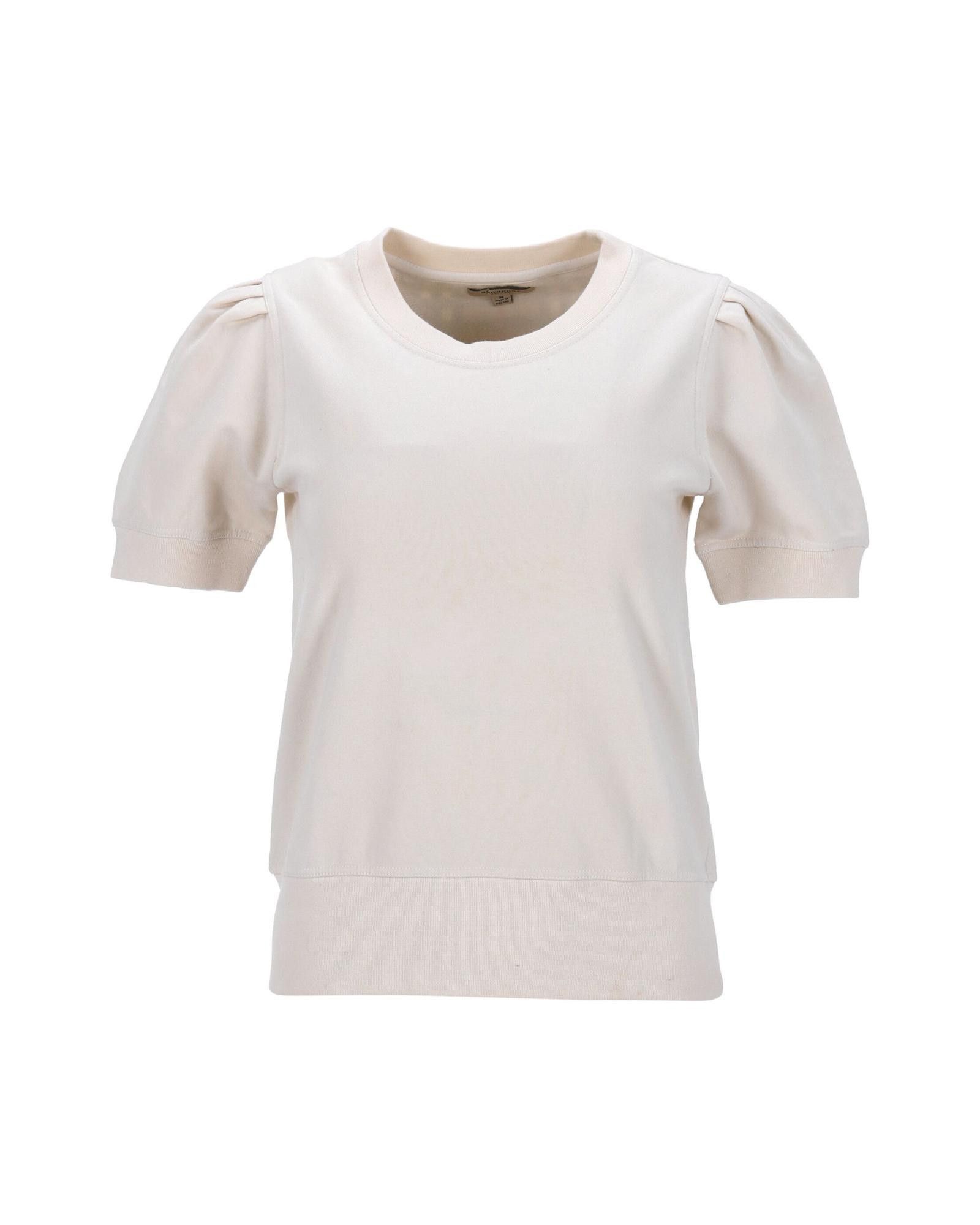 image of Puff-Sleeved Cotton Top In Cream By Burberry in White/Cream, Women's (Size Medium)