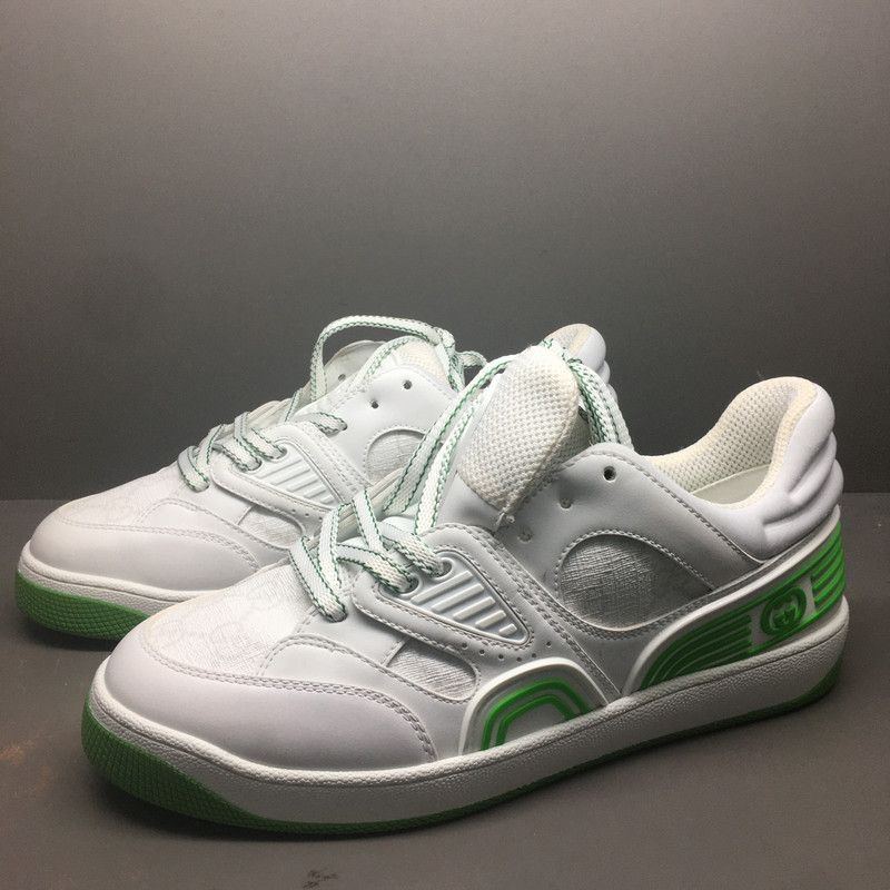 Gucci Gucci Low-Top Fashion Sneakers in White and Green 0079 Size US 10 / EU 43 - 1 Thumbnail