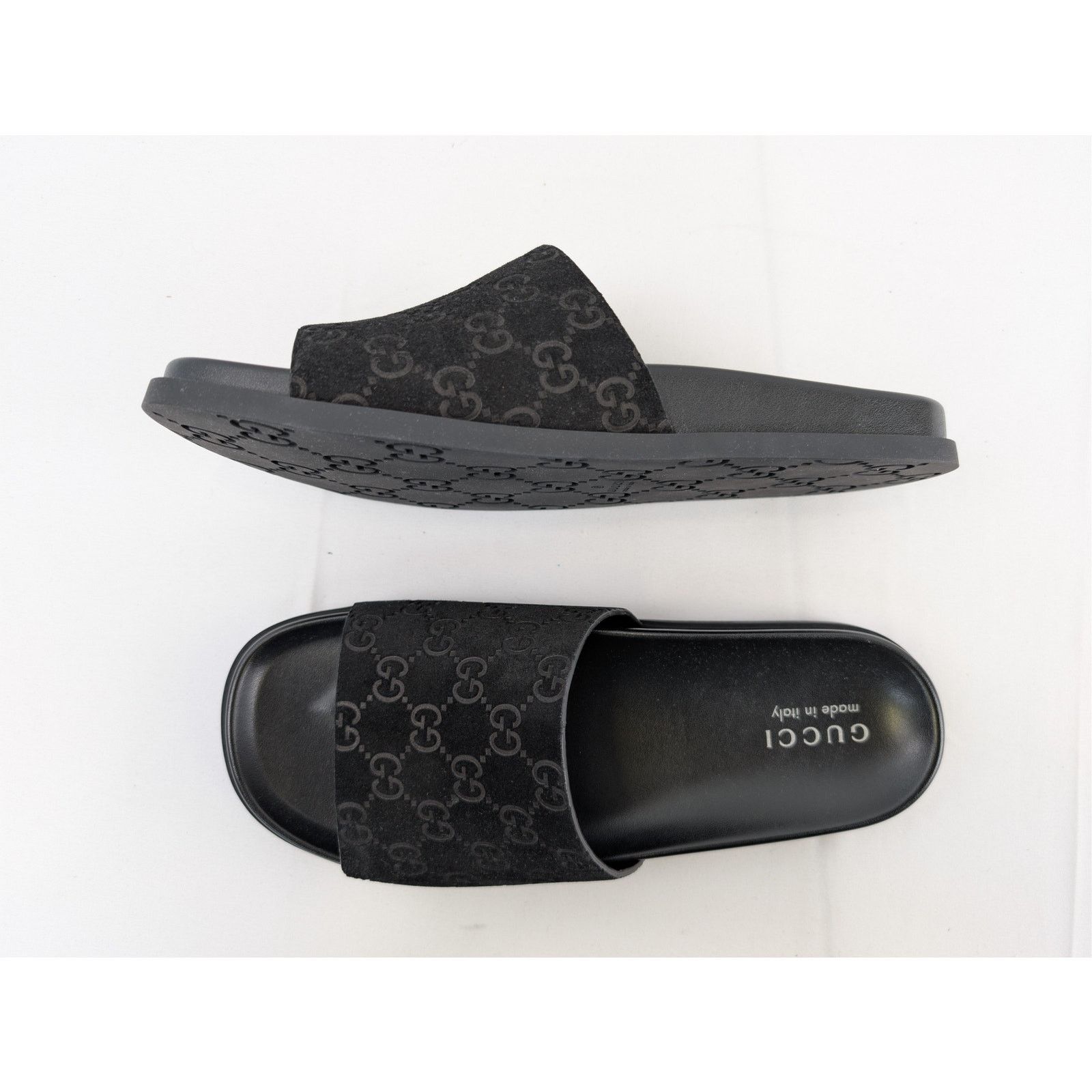 Gucci o1rshd1 Luxury Suede GG logo Slipper Slide Slider in Black Size US 8.5 / EU 41-42 - 1 Thumbnail