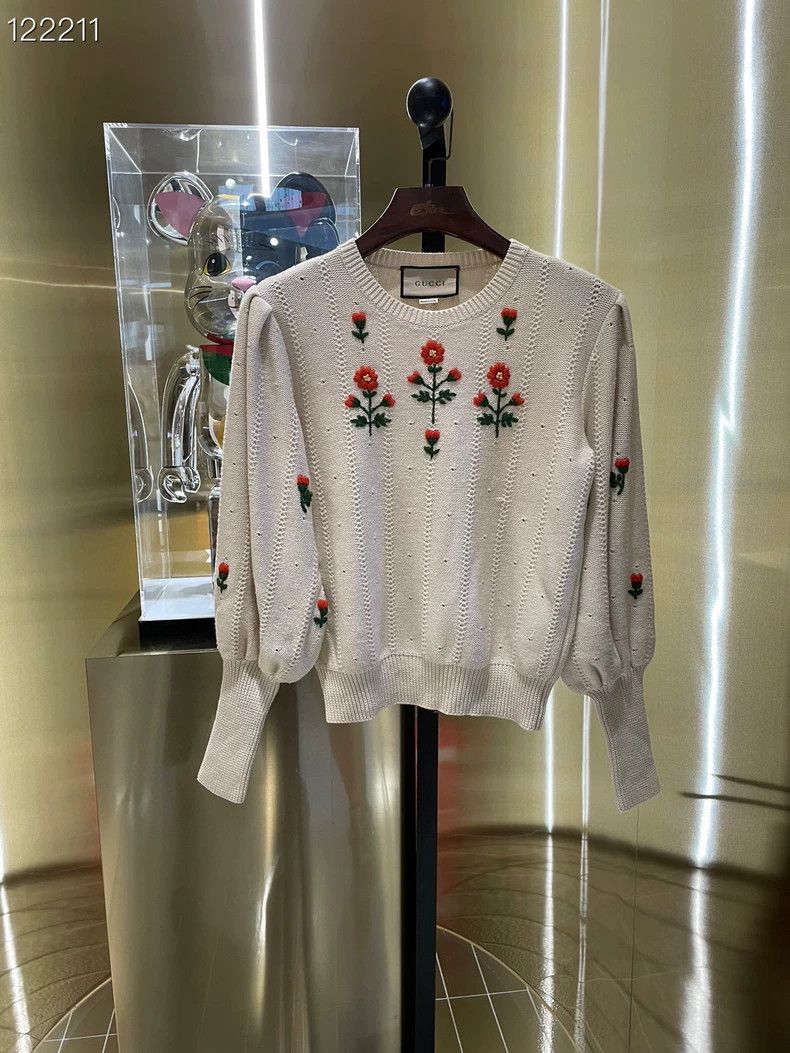 Gucci Gucci Floral embroidered lantern puff sleeve sweater 2502-N Size US XS / EU 42 / 0 - 1 Thumbnail