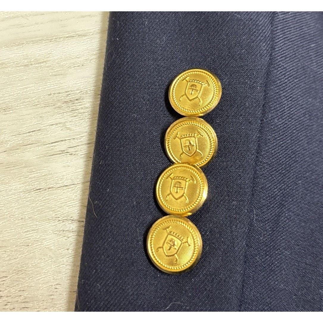 Ralph Lauren Gold Button Blue Wool Twill Blazer Mens 48R Spo