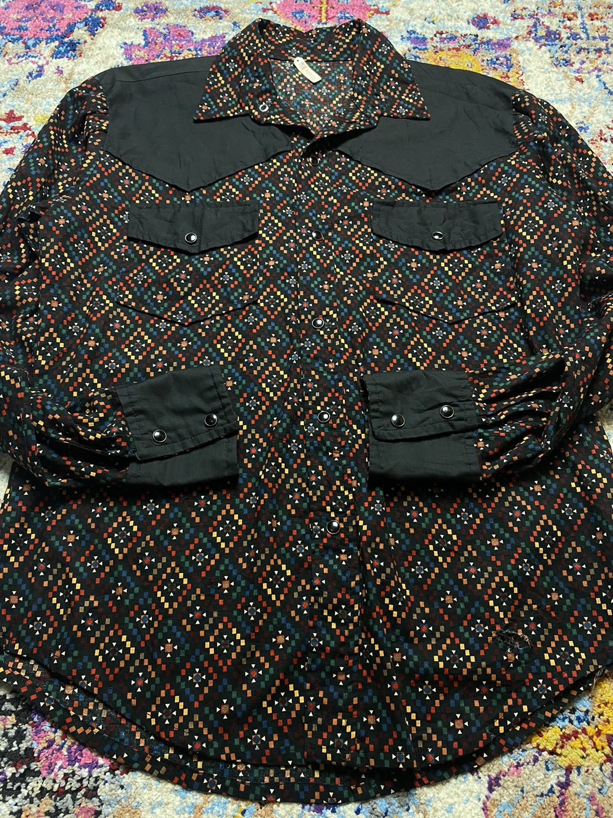 Japanese Brand × Vintage CLASSIC WESTERN COWBOY STYLE FLANNELS STONE STUDS SHIRTS Size US L / EU 52-54 / 3 - 4 Thumbnail