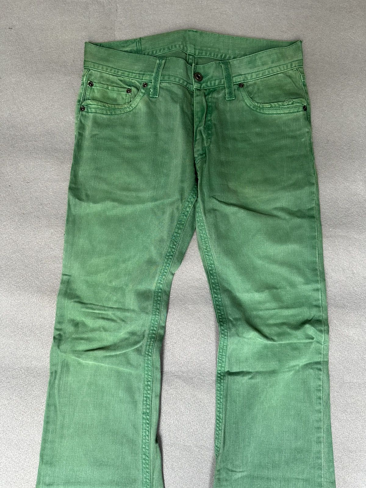 Japanese Brand FLARE Difference Rupert Green Denim Size US 31 - 4 Thumbnail