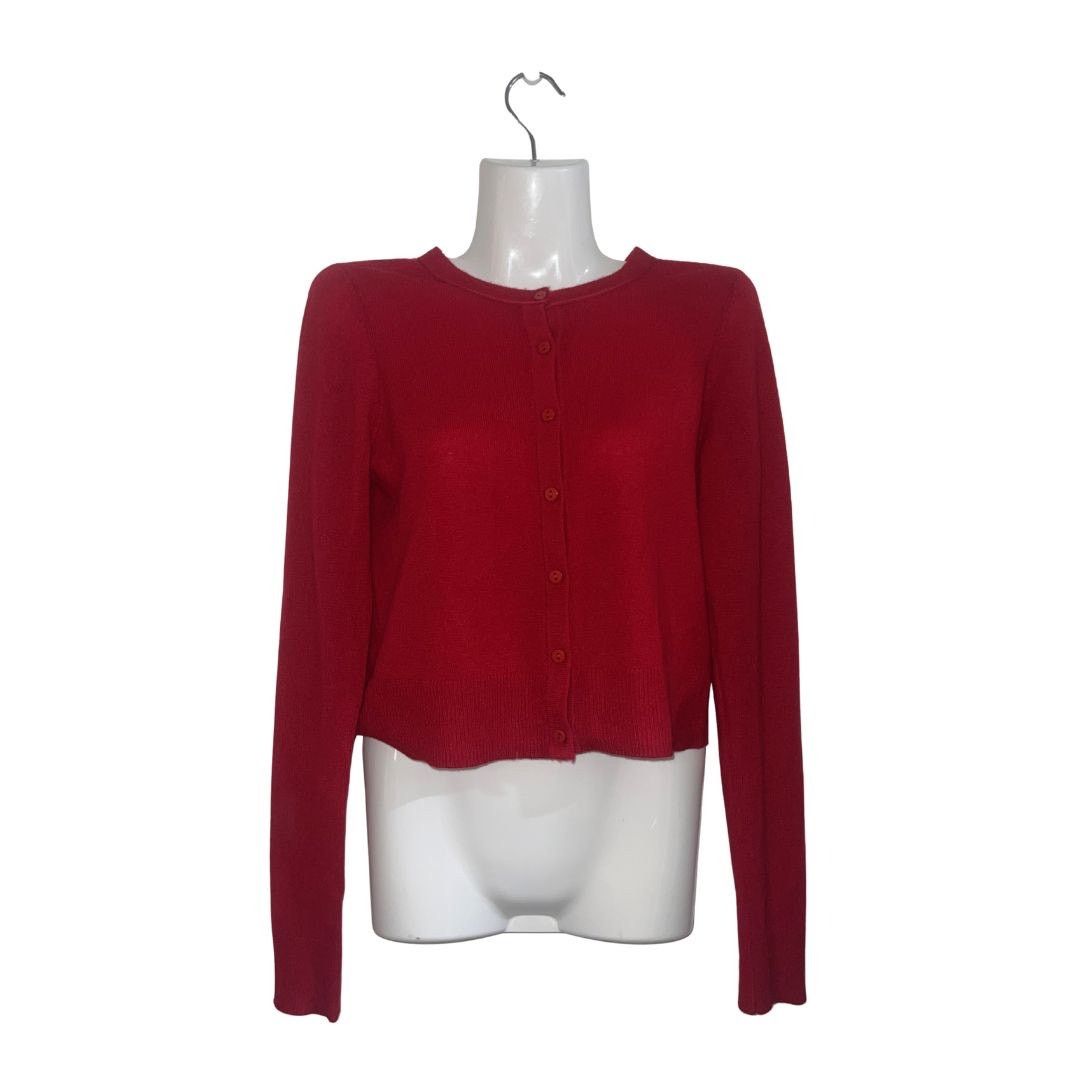 Joe's the Dani Cashmere Button Crop Cardigan Holiday Red Small Size S / US 4 / IT 40 - 1 Thumbnail