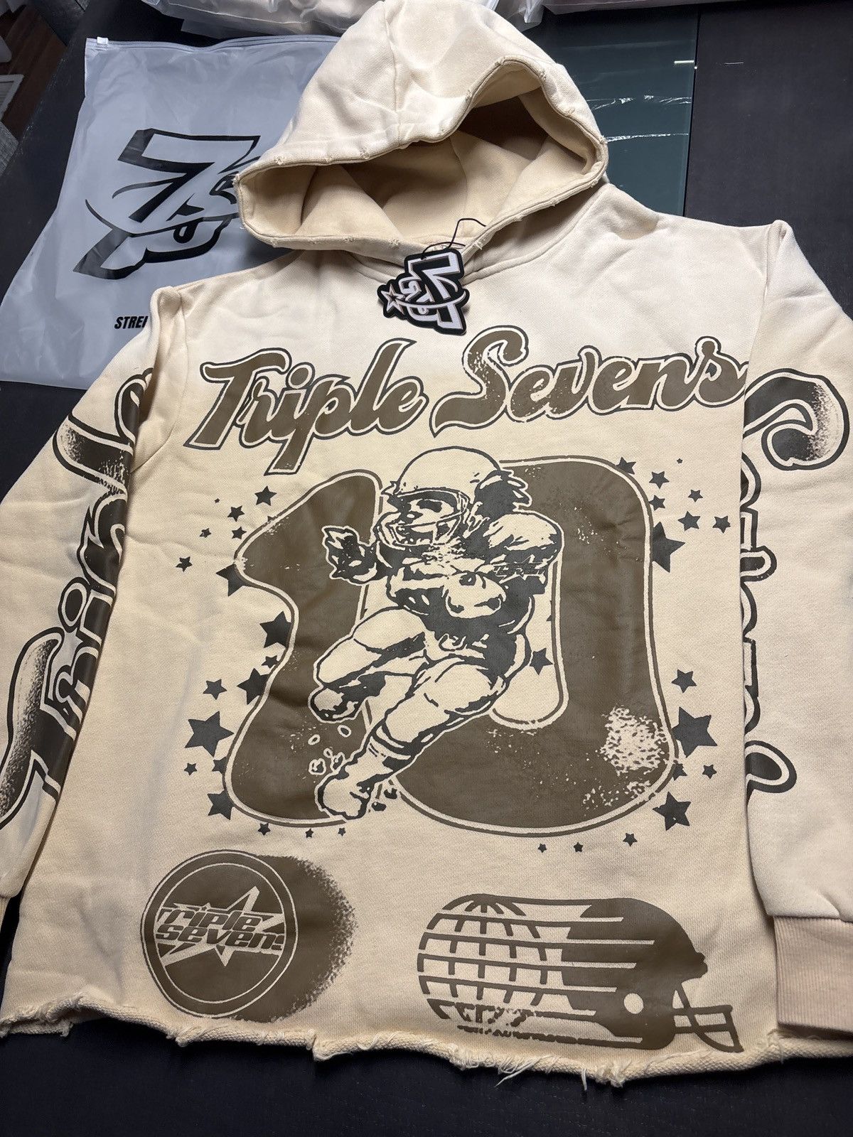 Vintage Triple sevens allstar football brown hoodie Size US XXL / EU 58 / 5 - 1 Thumbnail