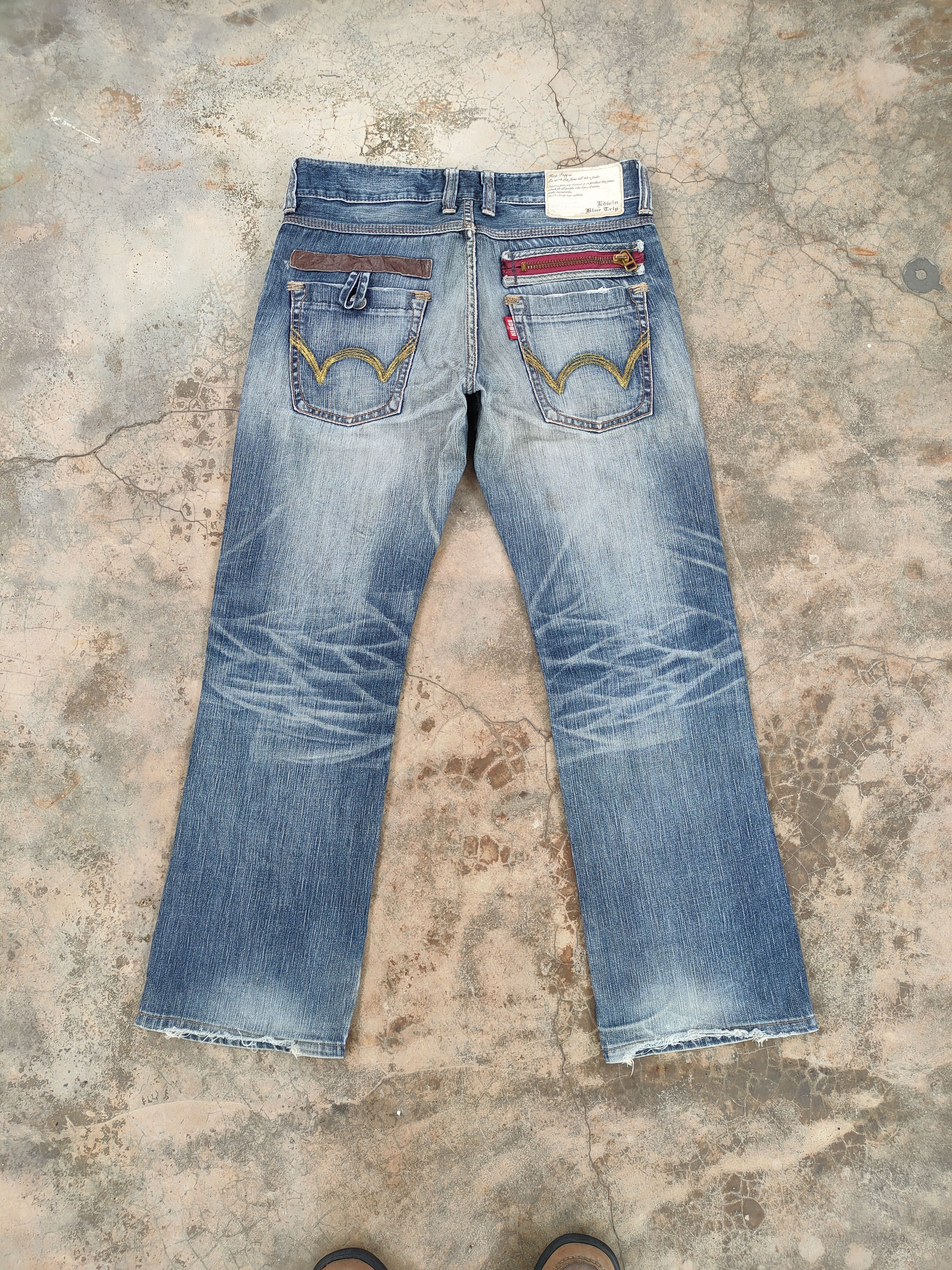 Edwin VINTAGE EDWIN BLUE TRIP DISTRESSED FADED JEANS PANTS Size US 34 / EU 50 - 1 Thumbnail