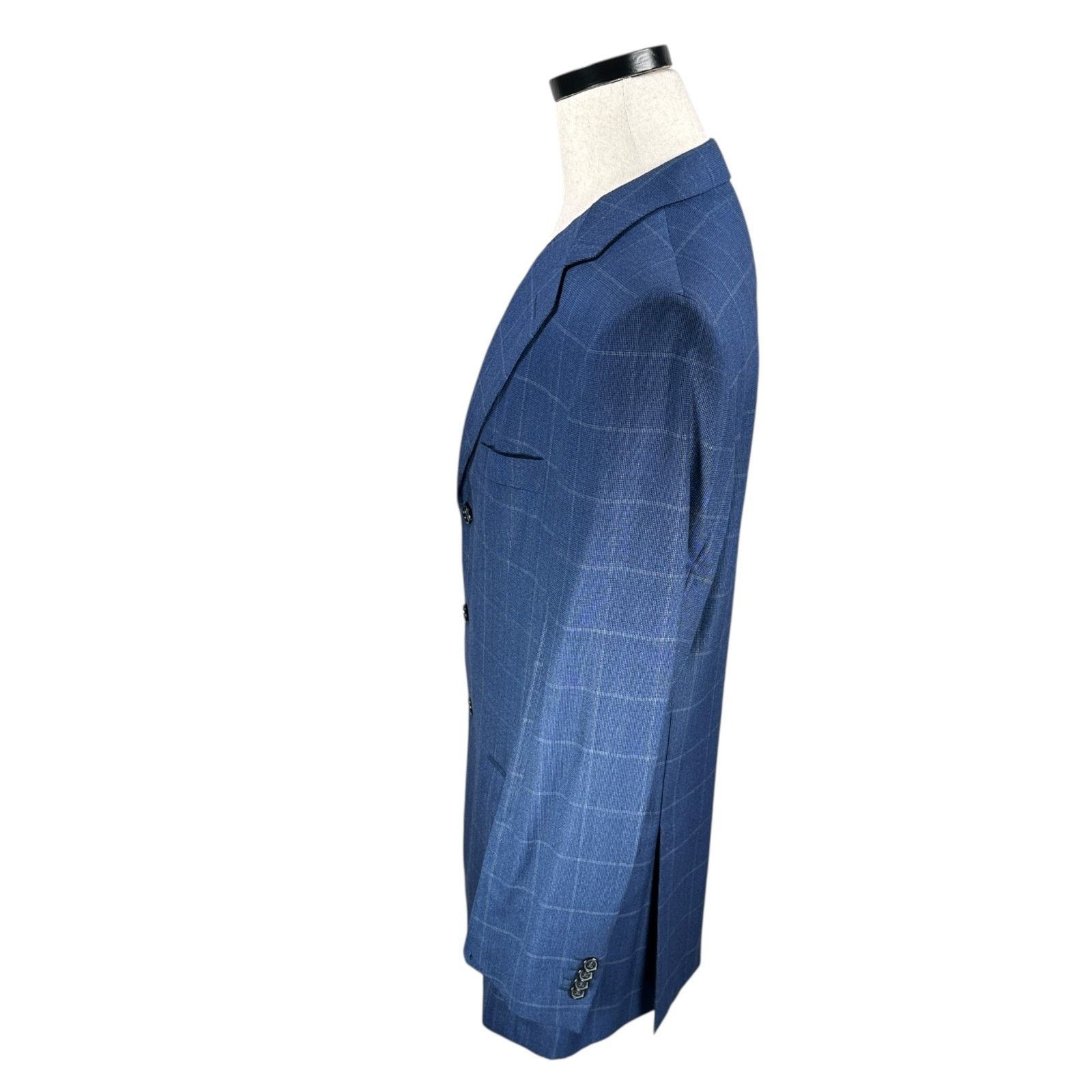 Ermenegildo Zegna Ermenegildo Zegna Blazer Jacket Men 44R Blue Windowpane Wool Size 44R - 4 Thumbnail