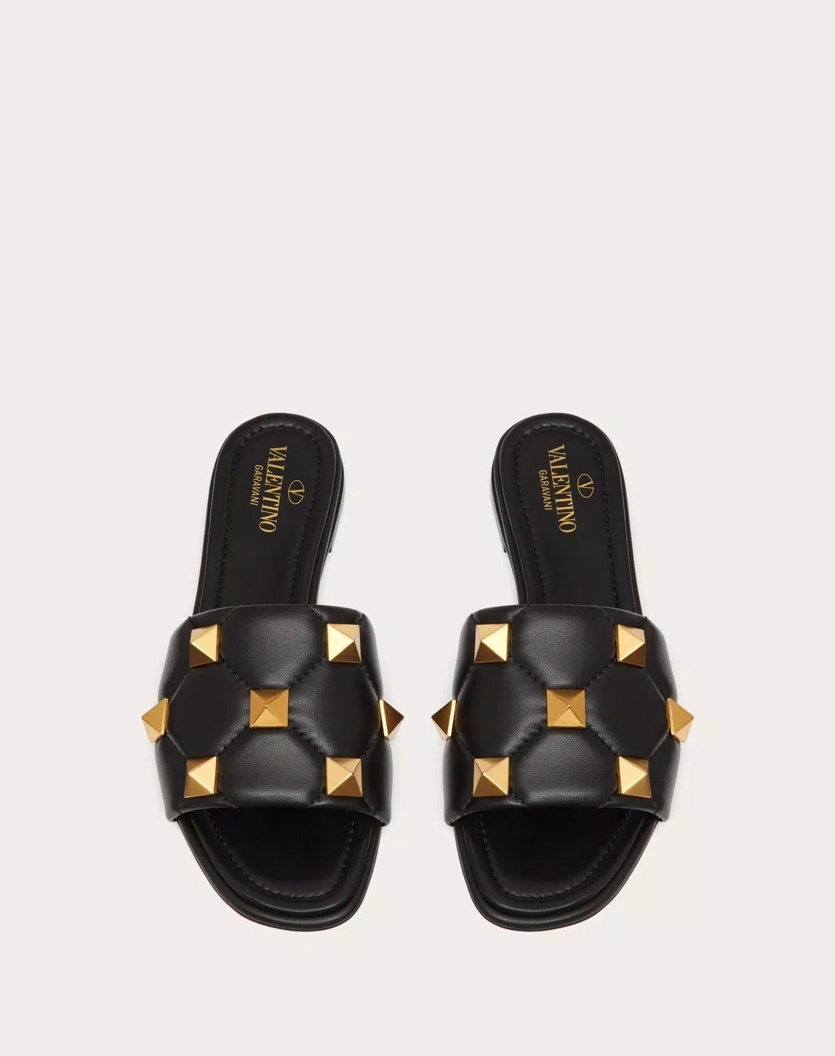 Valentino o1s1wg110625 Roman Stud Flat Slide Sandal in Black Size US 5.5 / IT 35.5 - 4 Thumbnail