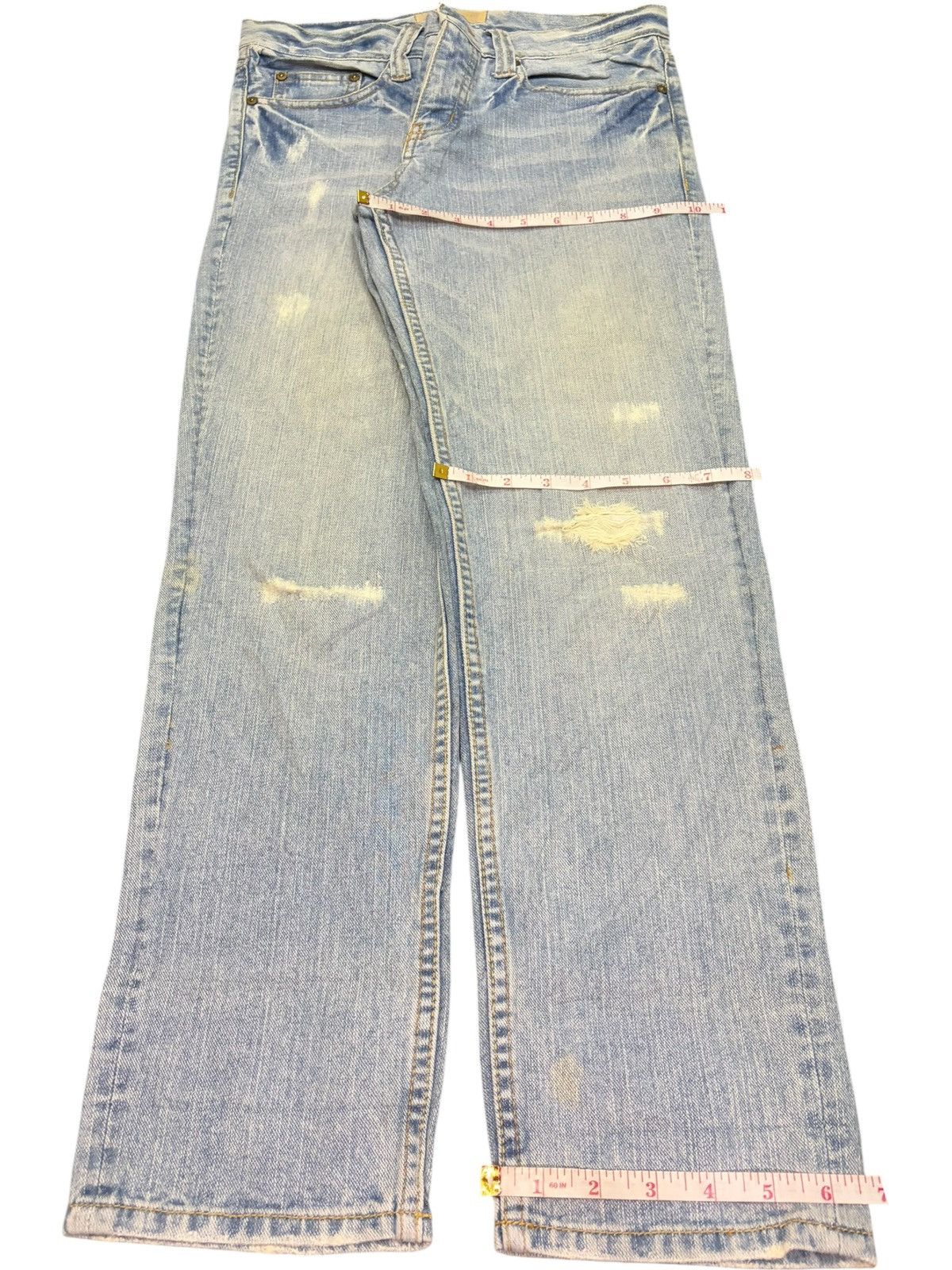 Diesel Vintage Japanese Brand Buckle Back Distressed Jeans Size 29" - 8 Thumbnail