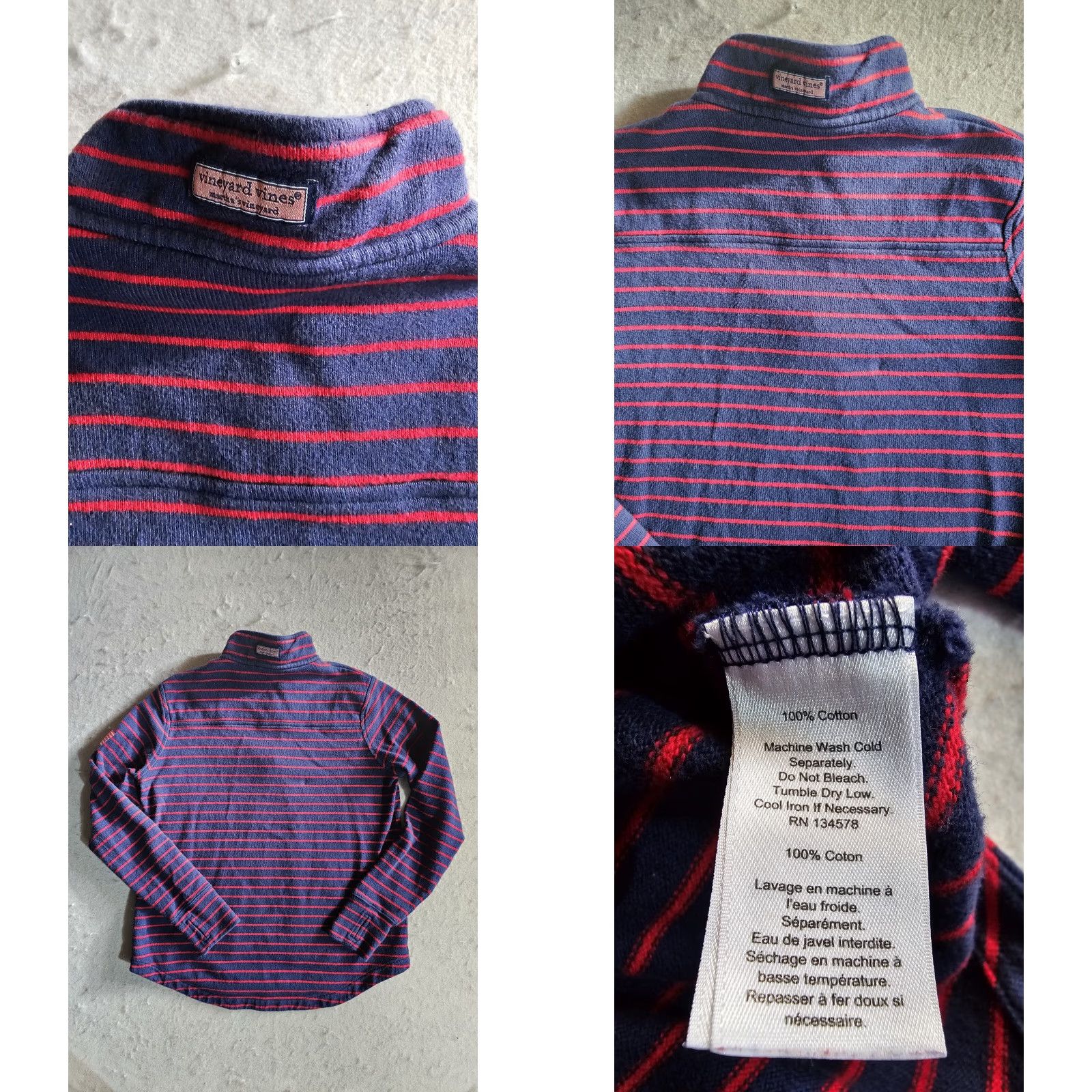 Vineyard Vines Vineyard Vines Sweatshirt 1/4 Zip XS Striped Multicolor 100% Cotton Marlin Logo Mock Neck Womens Long Sleeve Pullover Small/XS? Size XS / US 0-2 / IT 36-38 - 8 Thumbnail