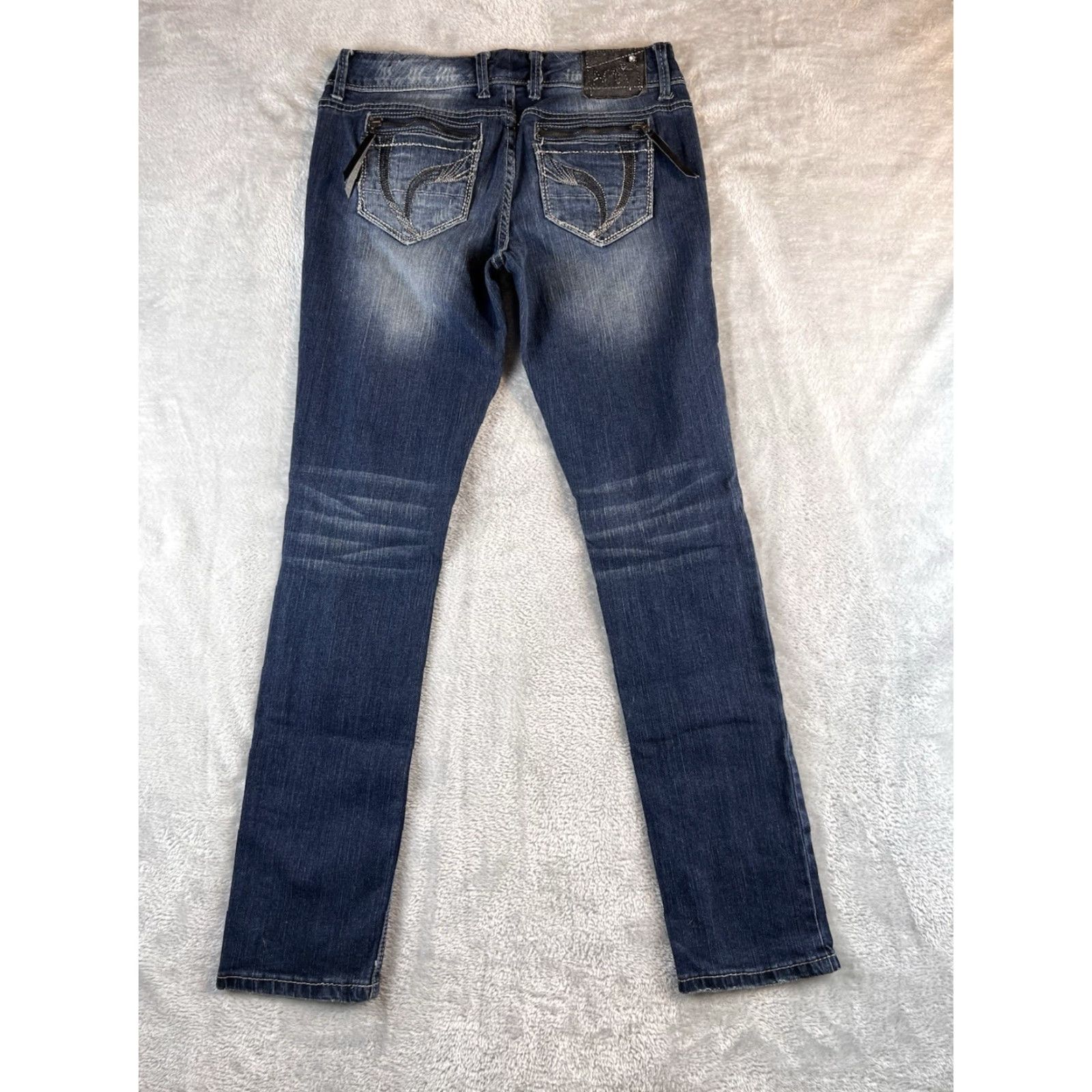 Vintage Ariya Somerset Jeans Western Rock Embroidered Slim Straight Blue Dark Wash Womens 5/6 Jeans Size 27" / US 4 / IT 40 - 2 Thumbnail