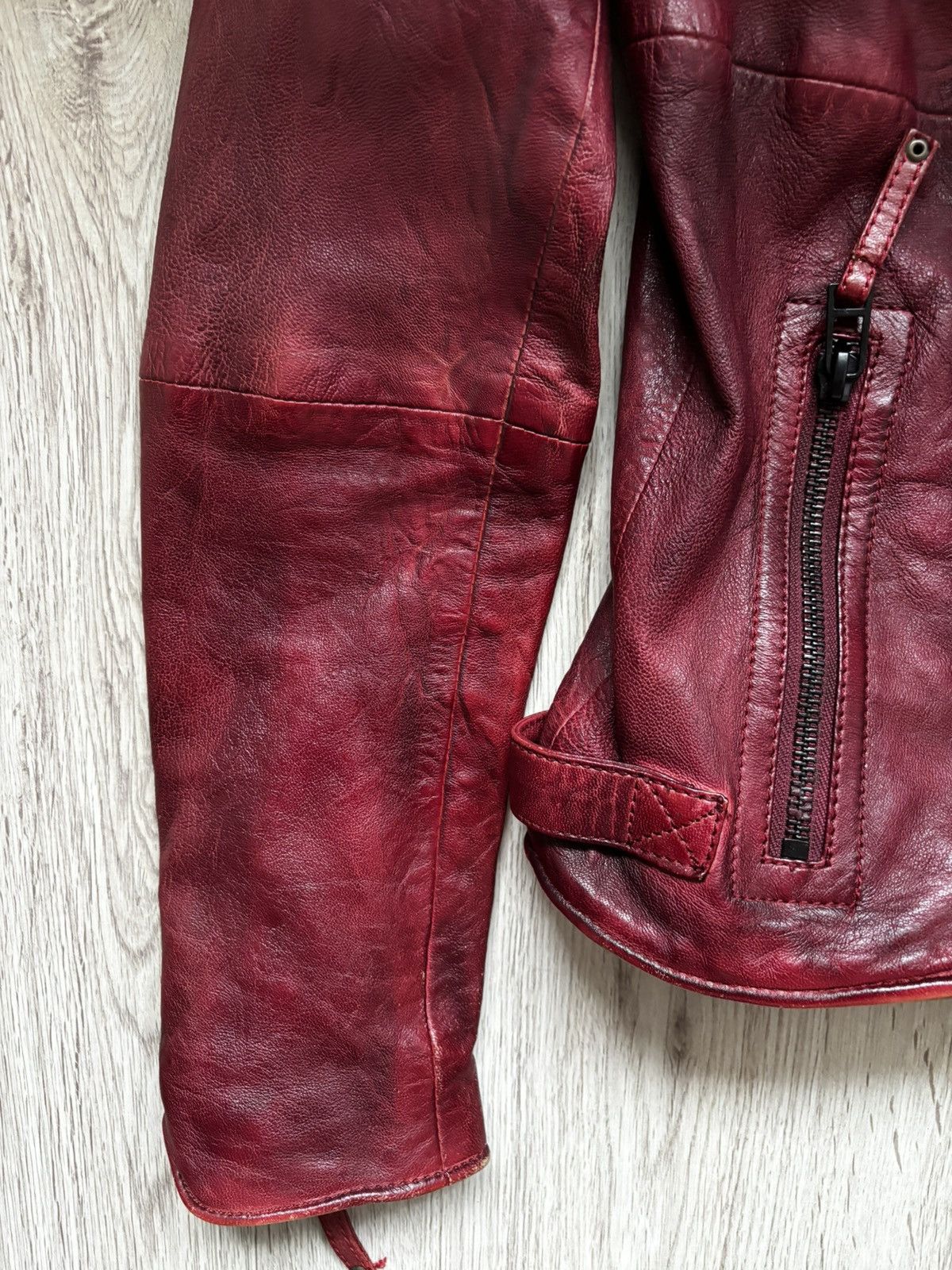 Other Freaky Nation Red Distressed Star Leather Biker Jacket Size M / US 6-8 / IT 42-44 - 2 Thumbnail