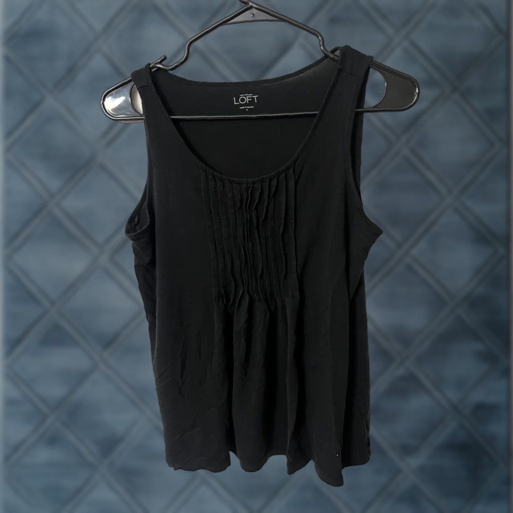Ann Taylor VINTAGE Ann Taylor LOFT Women's Tank Top Sleeveless Black Cotton Blend Casual Small Size S / US 4 / IT 40 - 1 Thumbnail