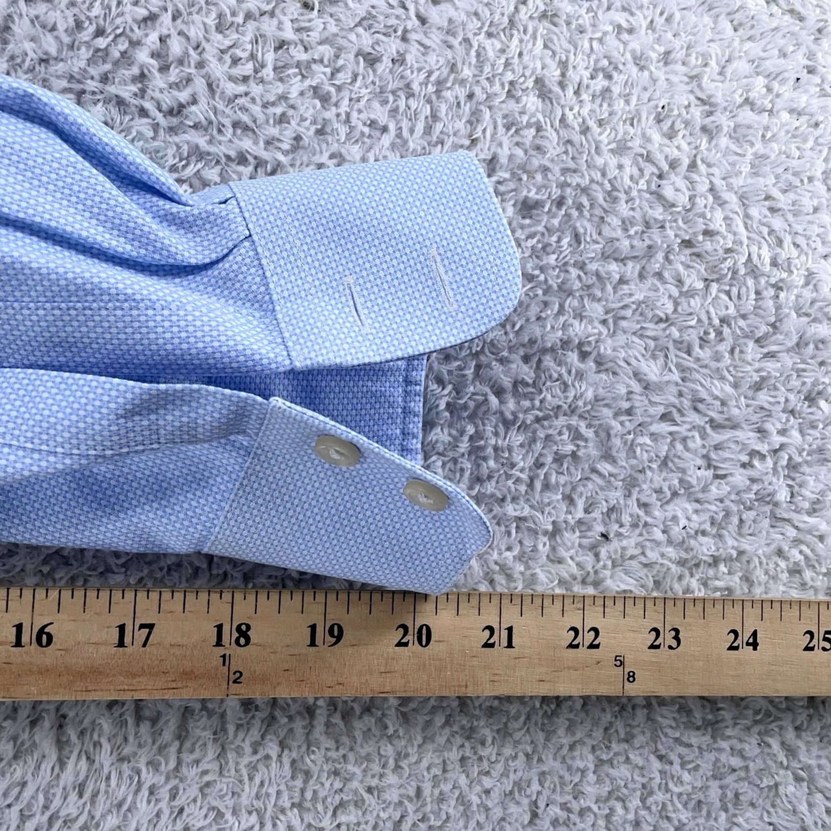 Charles Tyrwhitt Charles Tyrwhitt Dress Shirt Mens 17/35 Blue Non Iron Extra Slim Fit French Cuff Size 46R - 7 Thumbnail