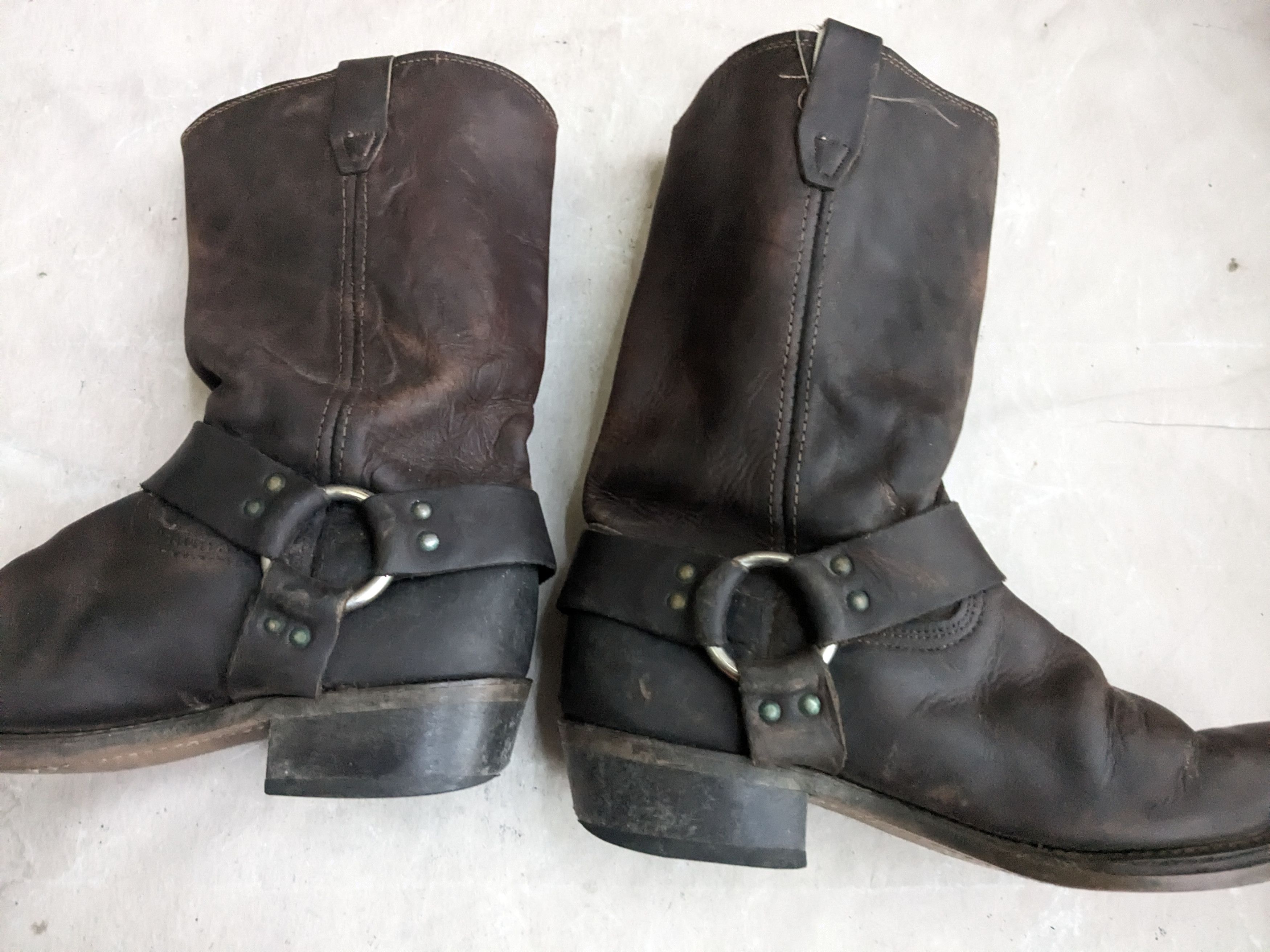Genuine Leather Harness Boots Brown Leather 10 M Leather Buckle Size US 10 / EU 43 - 9 Thumbnail