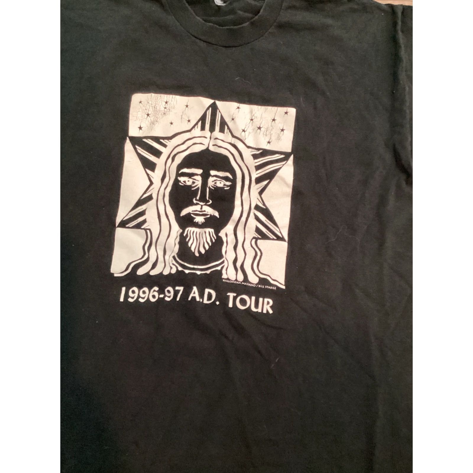 Fruit Of The Loom VINTAGE Jesus A.D. Tour Shirt Fruit of the Loom T-Shirt Black Solid 90s Single Stitch Adult XL Mens Size US L / EU 52-54 / 3 - 2 Thumbnail