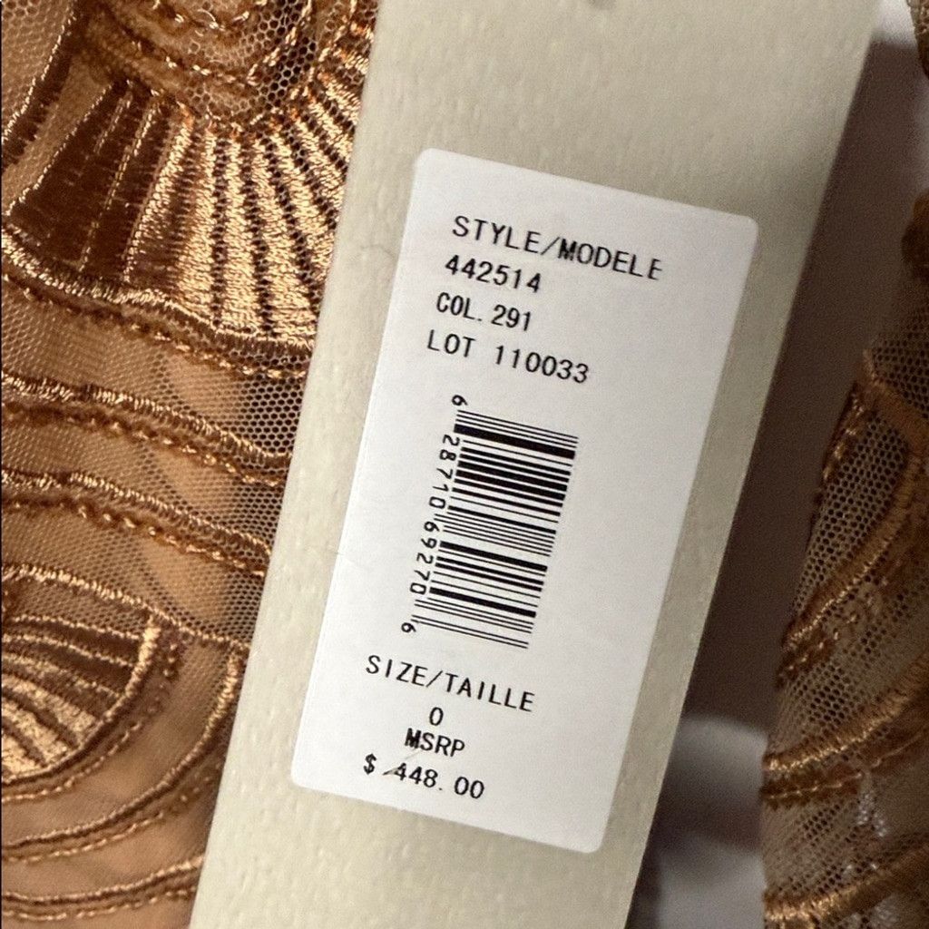 Monique Lhuillier NWT ML Monique Lhuillier silk trim sequin bronze dress sz 0 Size XS / US 0-2 / IT 36-38 - 5 Thumbnail