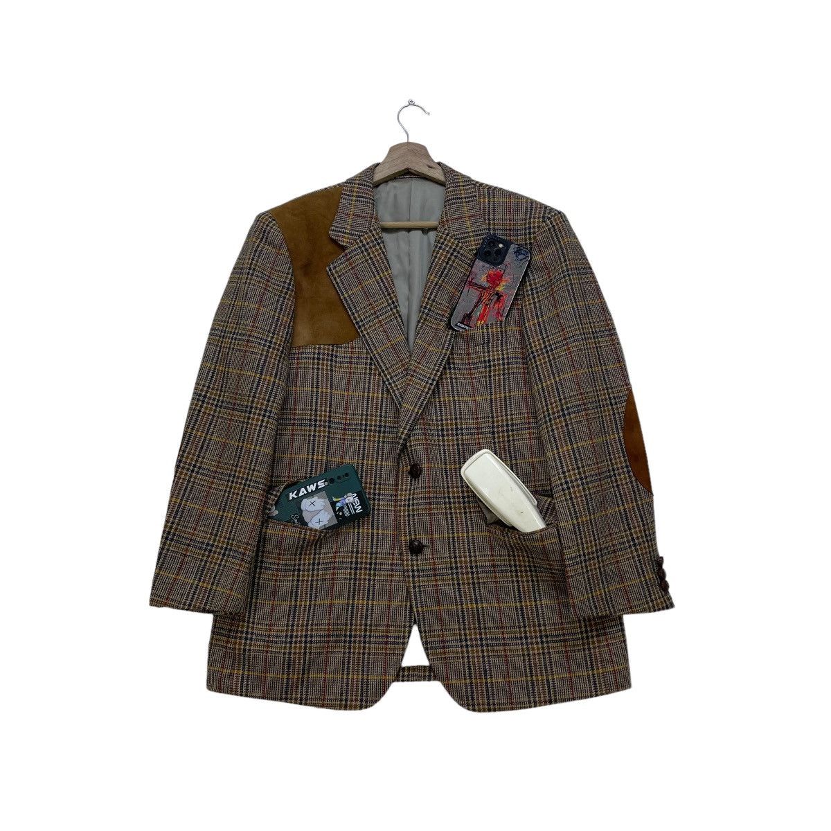 Burberry 🔥Vintage Burberrys Leather Part Checked Double Elbow Jacket Size US M / EU 48-50 / 2 - 2 Thumbnail