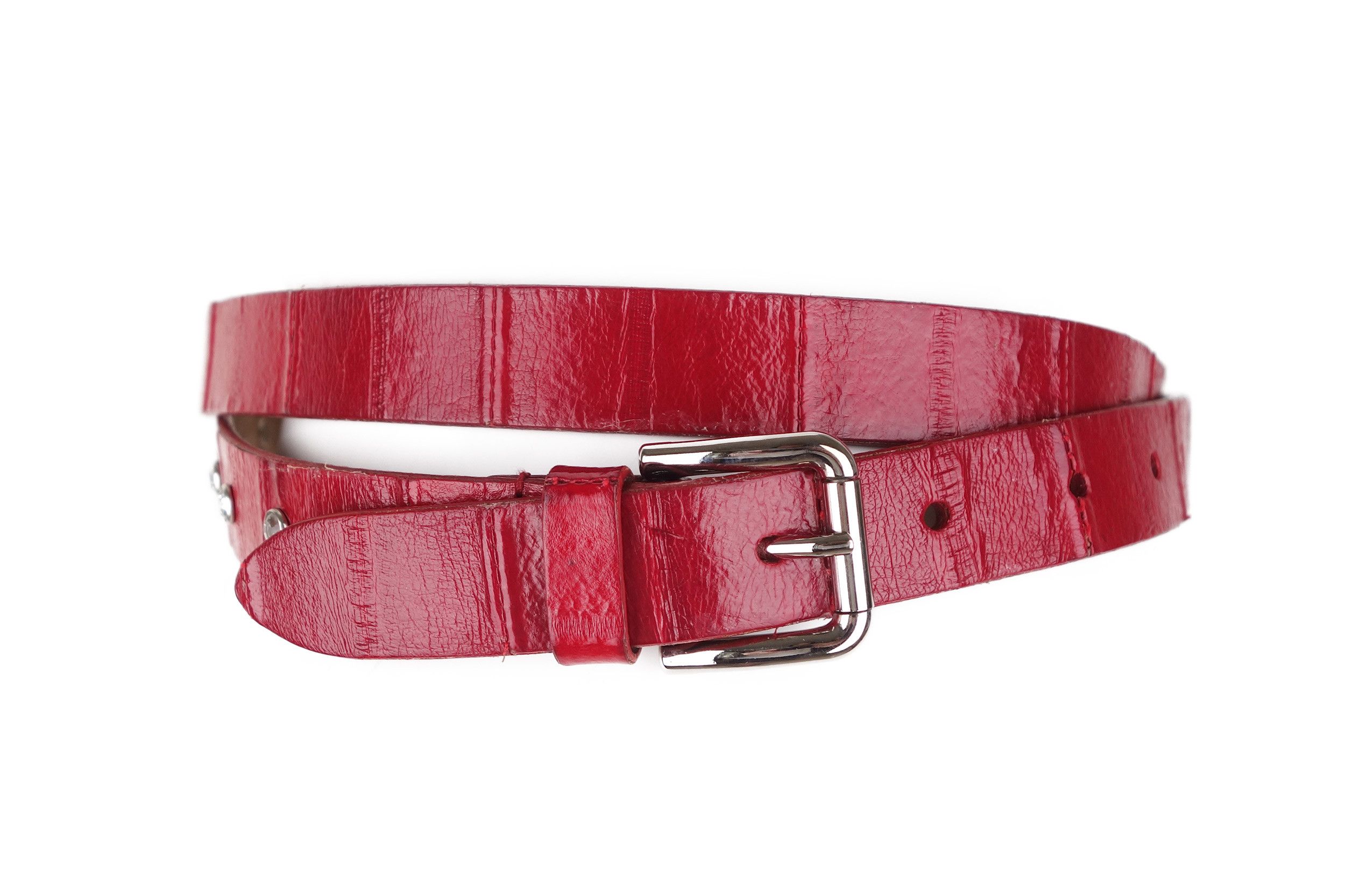 Dolce & Gabbana Dolce Gabbana Red Leather Belt Studded Rhinestone Crystal 36 Size ONE SIZE - 8 Thumbnail
