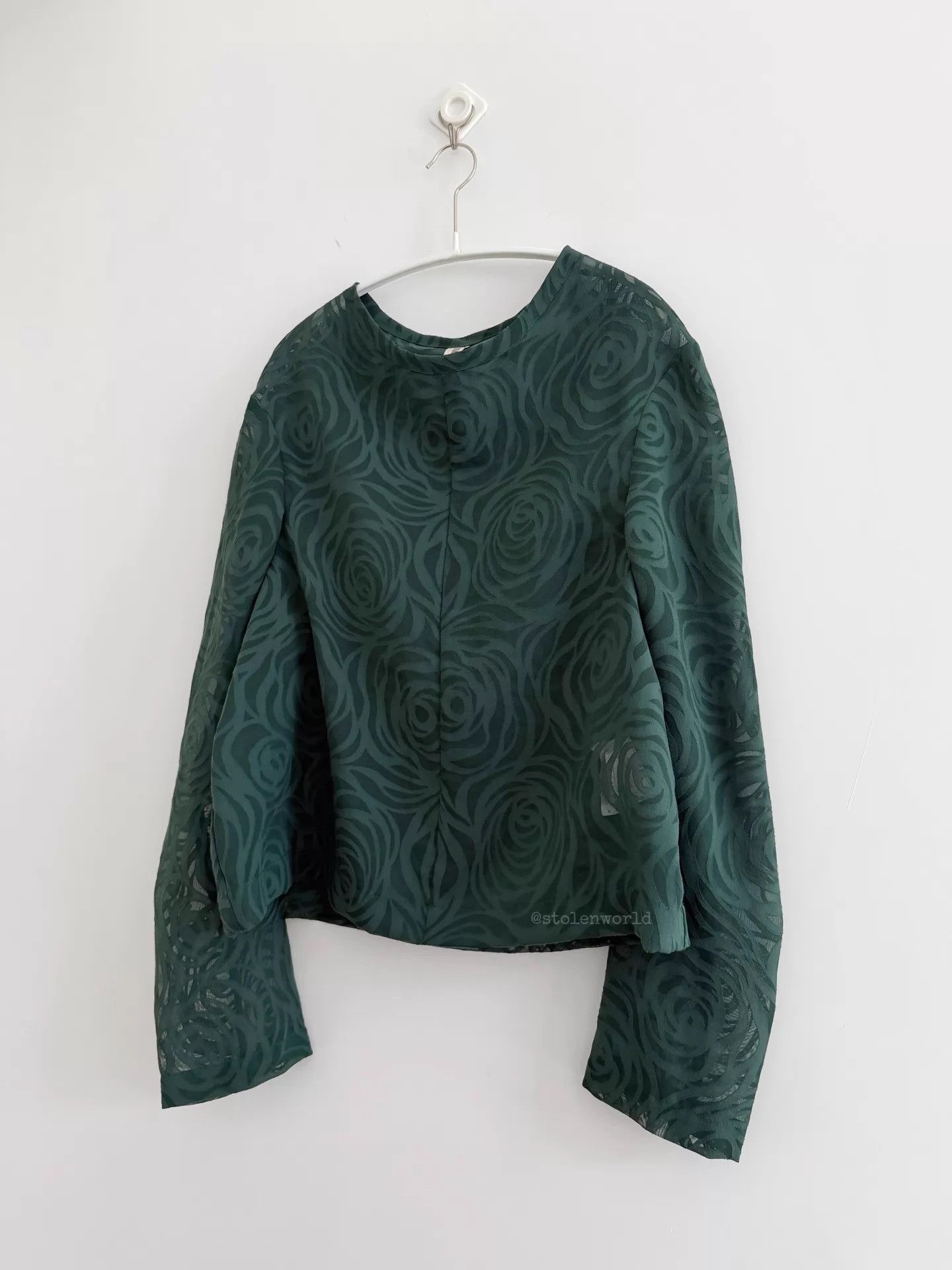 Comme des Garcons CDG 1996 FW Dark Green Rose Sheer Top Size ONE SIZE - 3 Thumbnail