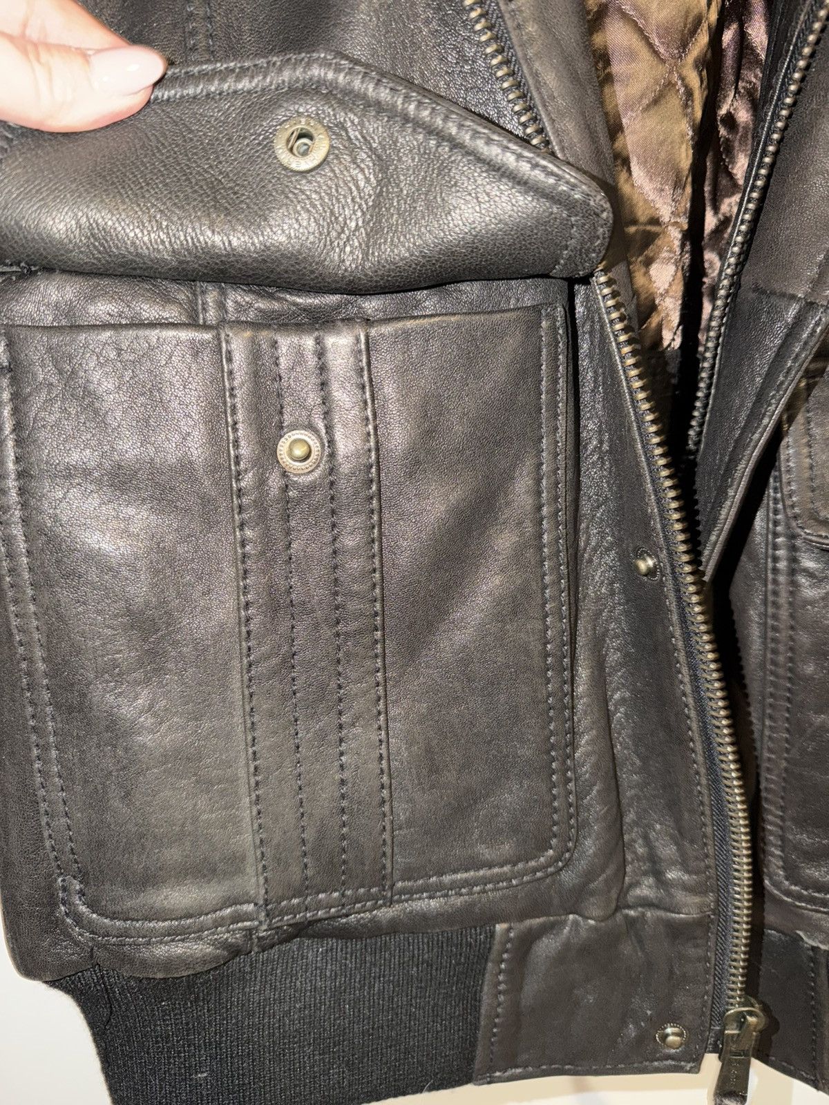 Andrew Marc Andrew Marc Brown Leather Bomber Jacket Removable Collar XL Size US XL / EU 56 / 4 - 7 Thumbnail