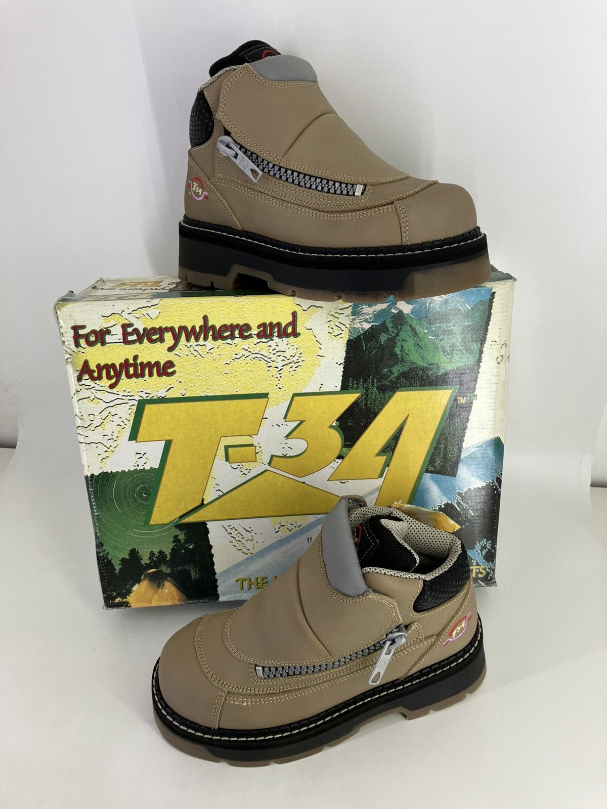 Vintage T34Nifty genuine leather chunky platform boots 90s00s
